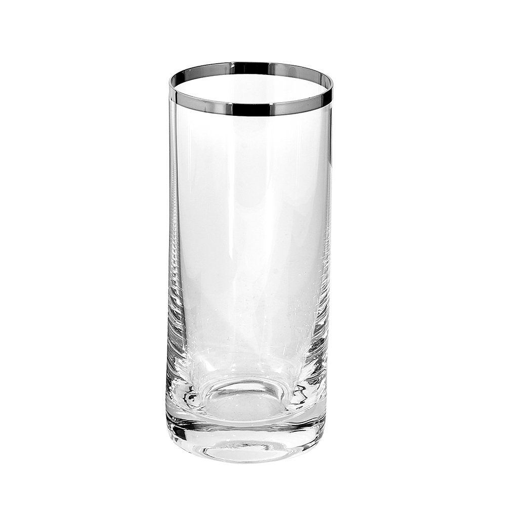 Fink Glas FINK Longdrinkglas Platinum - silber-transparent - H. 14,5cm x D. 6,5cm