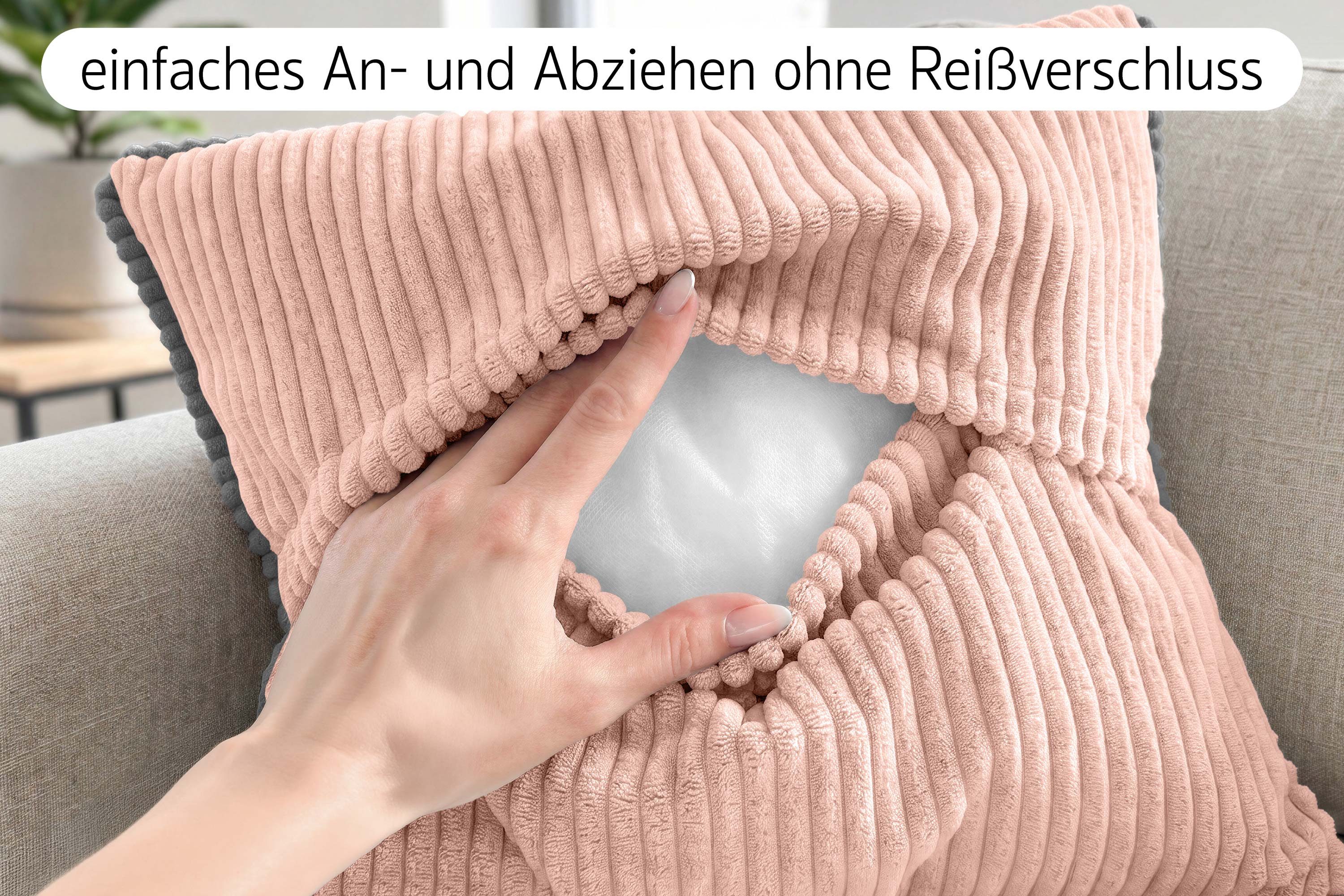 Amilian Dekokissen Sofakissen 4er Set mit Füllung 2x 40x40 cm + 2x 35x45 cm, Hotelverschluss Sofakissen Zierkissen – Bild 3 von 5
