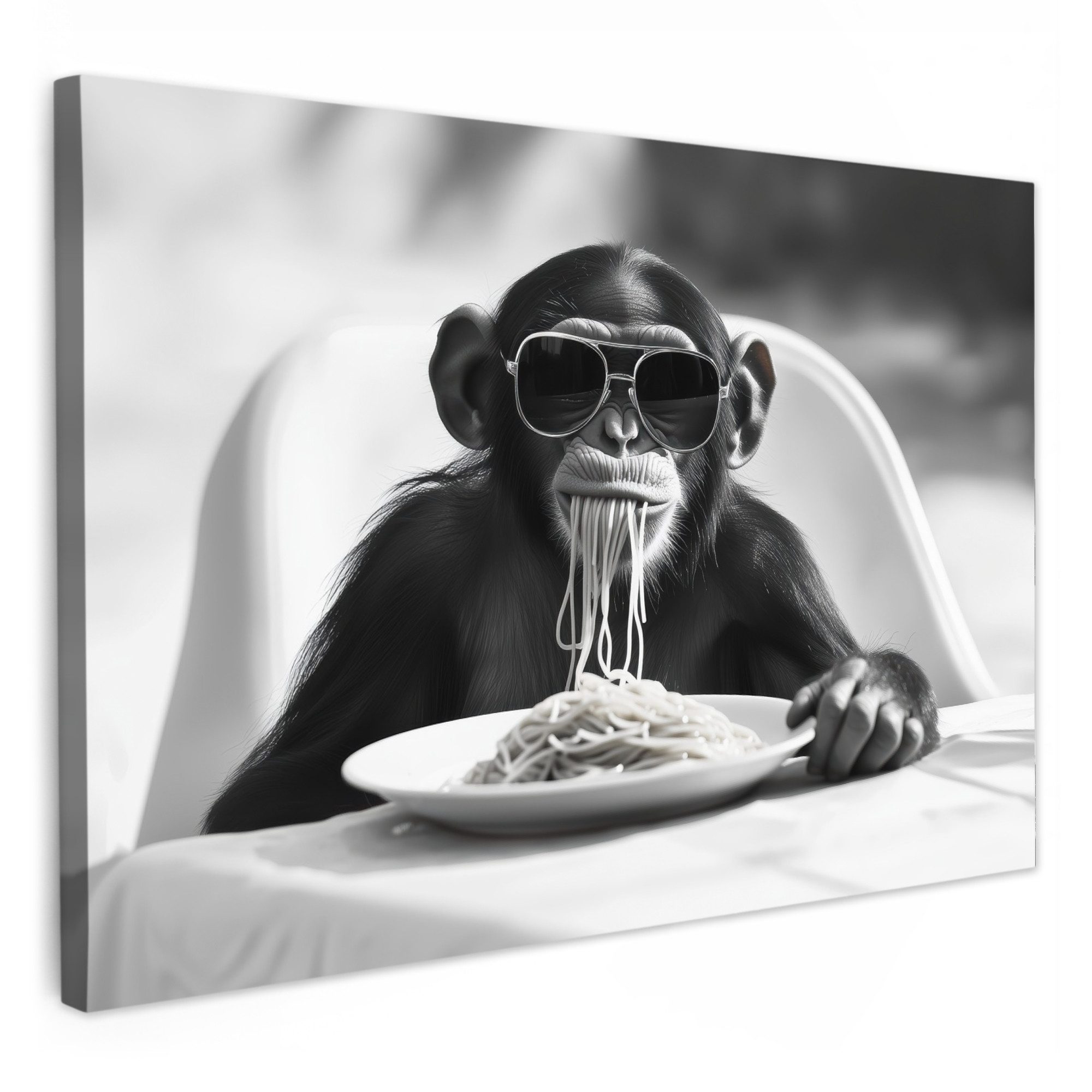 OneMillionCanvasses® Leinwandbild Affe - Spaghetti - Sonnenbrille - Schwarz günstig online kaufen