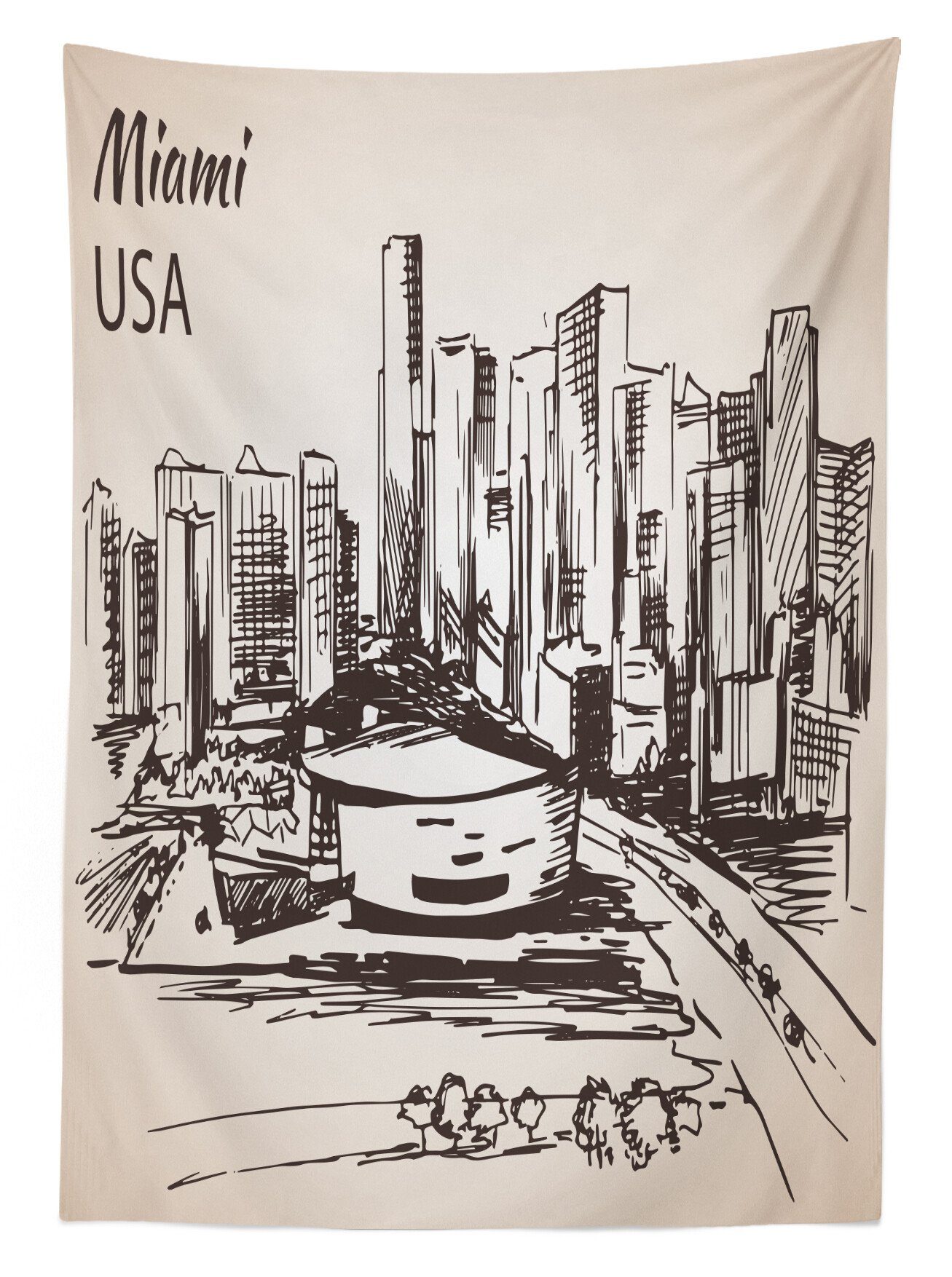 Waschbar Tischdecke Außen Farben, Florida den Sketch Für Abakuhaus geeignet Farbfest Bereich Klare Miami-Stadtbild