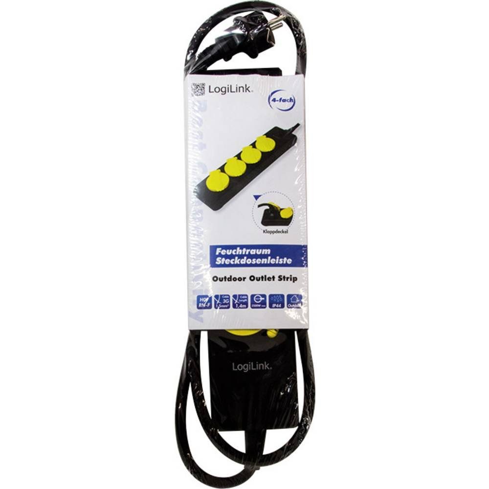 LogiLink Gartensteckdose Schutzkontakt Steckdosenleiste 4-fach mit Klappdeckel LPS212