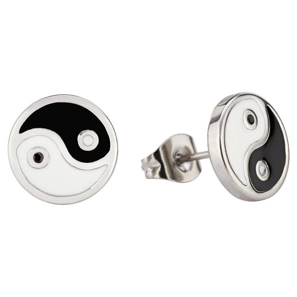 BUNGSA Ohrring-Set Ohrstecker Yin & Yang Silber aus Edelstahl Unisex (1 Paar  (2 Stück), 2-tlg), Ohrschmuck Ohrringe