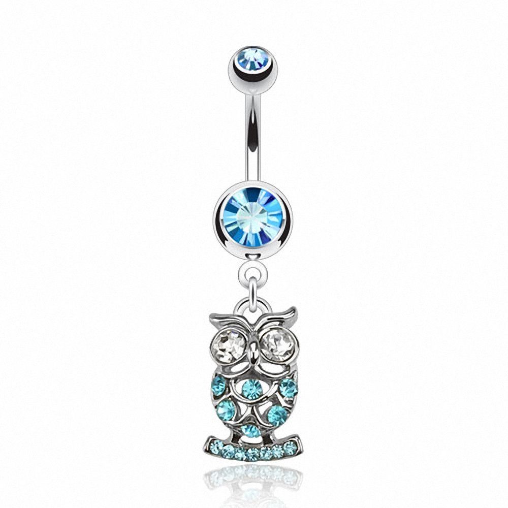 Taffstyle Bauchnabelpiercing Piercing Chirurgenstahl Kristall Eulen