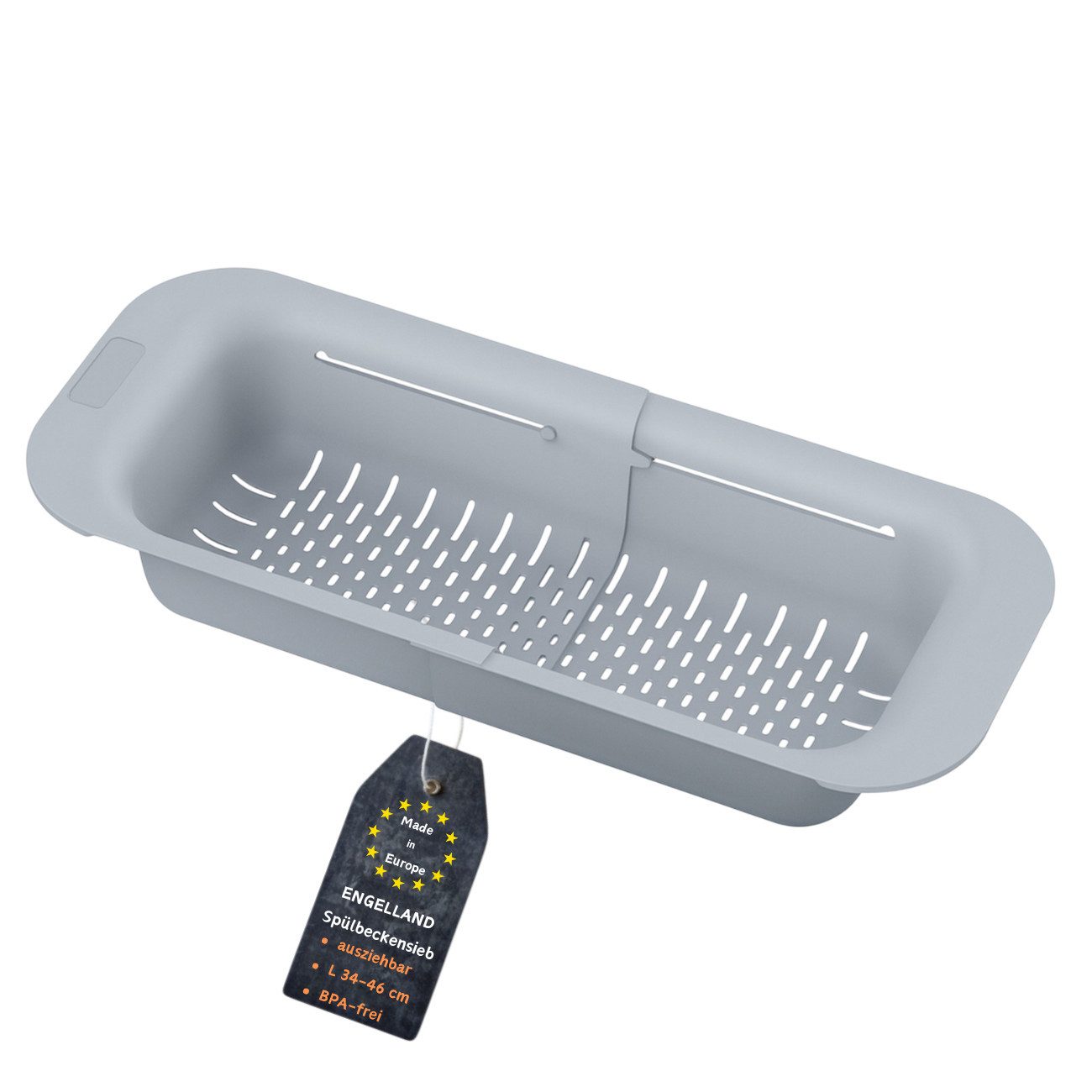 Engelland Küchensieb Ausziehbares Abtropfsieb für Spülbecken, Kunststoff, (Vorteils-Set, 1-St., lebensmittelecht), BPA-frei, flexibler Abtropfkorb, Nudelsieb, Seiher, robust, universell
