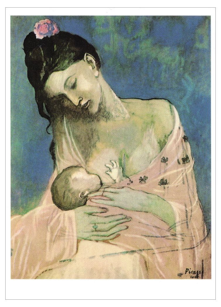 Postkarte Kunstkarte Pablo Picasso "Mutter und Kind"