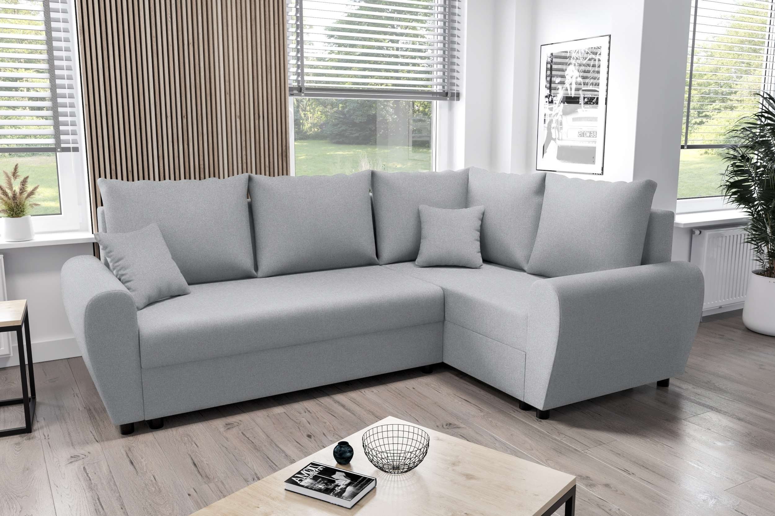 Stylefy Ecksofa Valence, L-Form, Eckcouch, Sofa, Sitzkomfort, mit Bettfunktion, mit Bettkasten, Modern Design