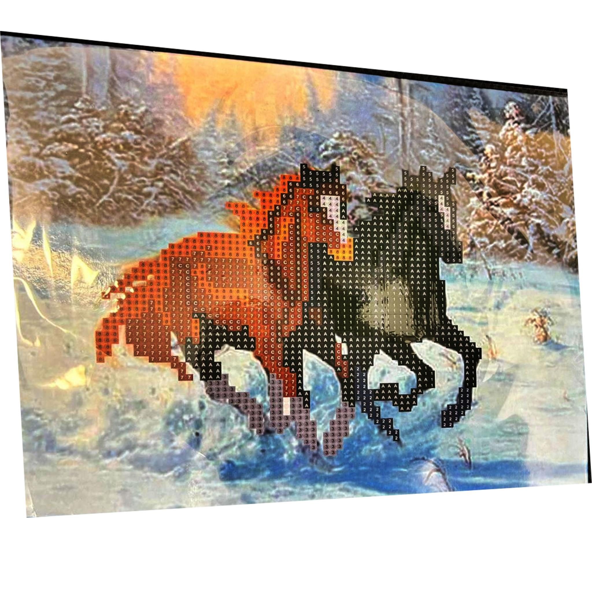 Malen nach Zahlen 5d Diamond Painting Pferde + Staffelei Malen nach Zahlen 21x25cm