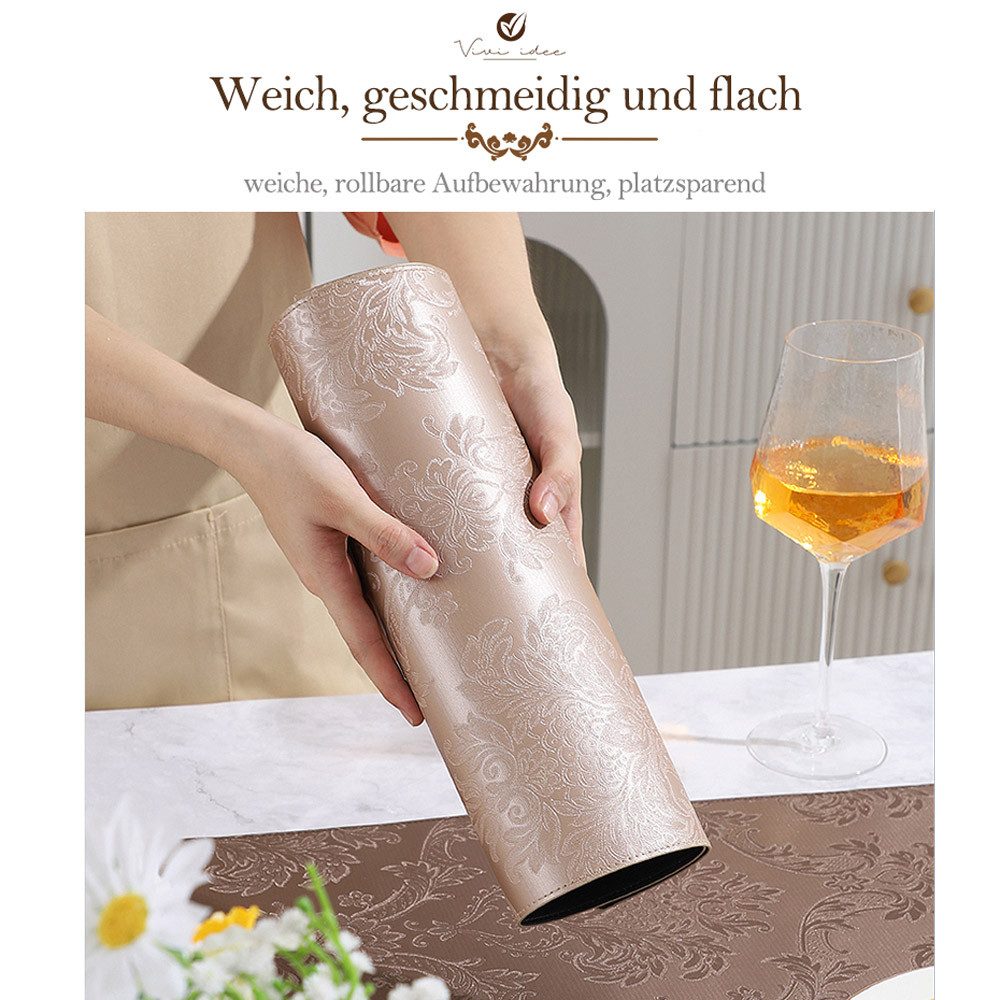 Vivi Idee Platzset Geprägte luxuriöse Tischsets Tischmatte Kunstleder, abwischbar, wasserdicht, Anti-Rutsch, beidseitig, 46 x 31 cm, 4er Set – Bild 4 von 5