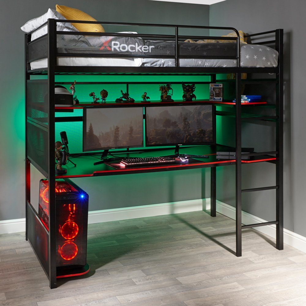 XL-Schreibtisch Hochbett X Rocker Hochbett mit Battlebunk Gaming