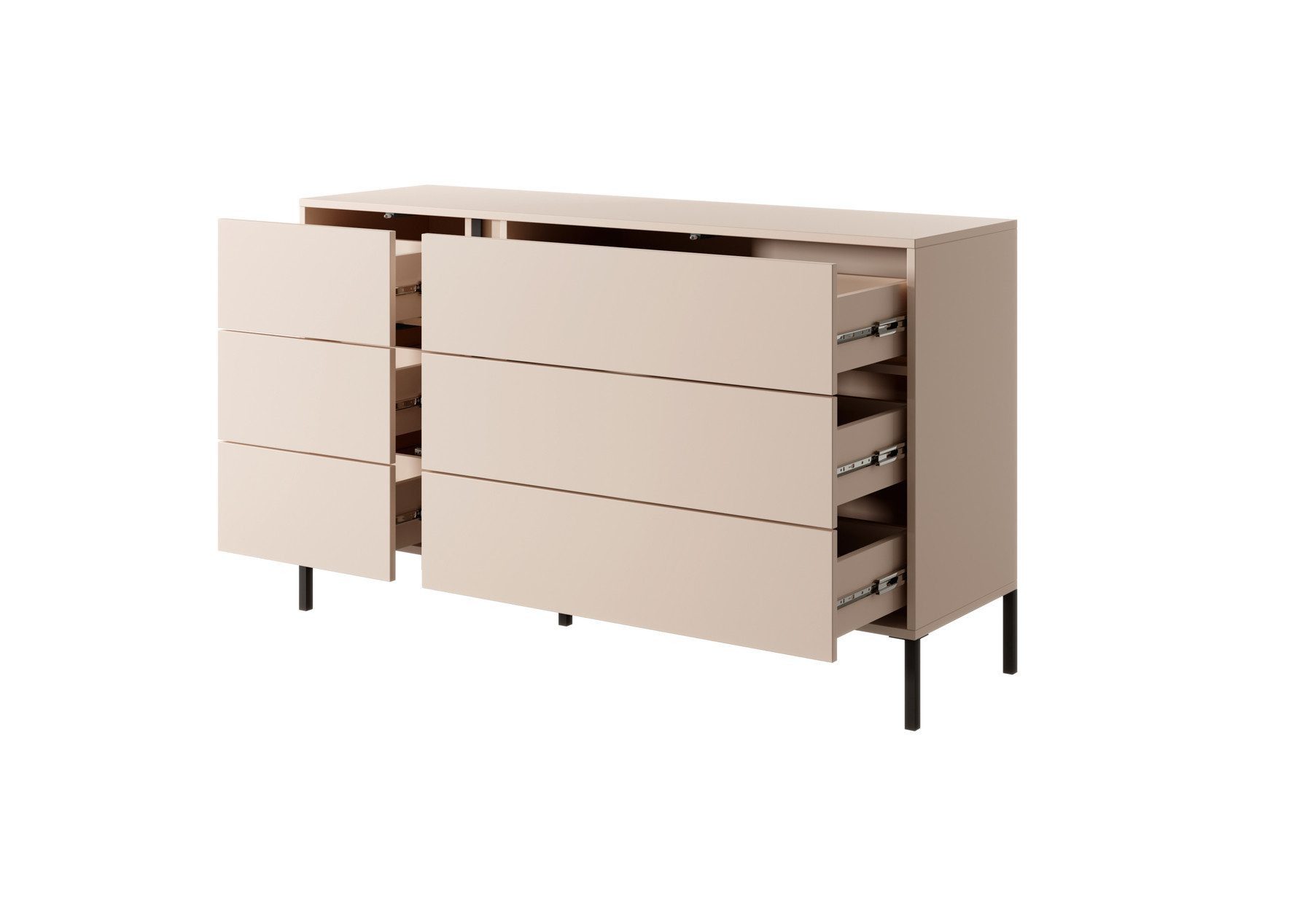 MOEBLO Kommode Calor J 6S (Beige, in Option LED, Sideboard Wohnzimmer Kommode Schlafzimmer Komodenschrank Highboard), (BxHxT):138x82x40 cm