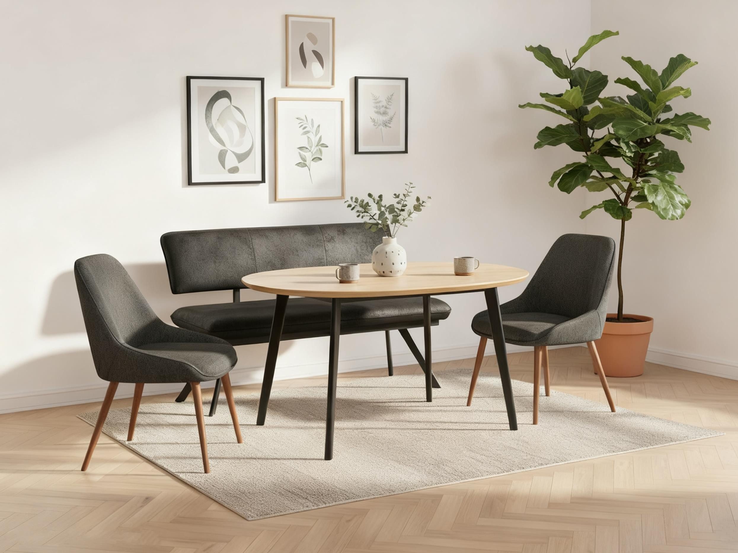 B&D home Essbank JUNA (1-St), gepolstert, stabiles Metallgestell, mit Rückenlehne, in 140 oder 160cm