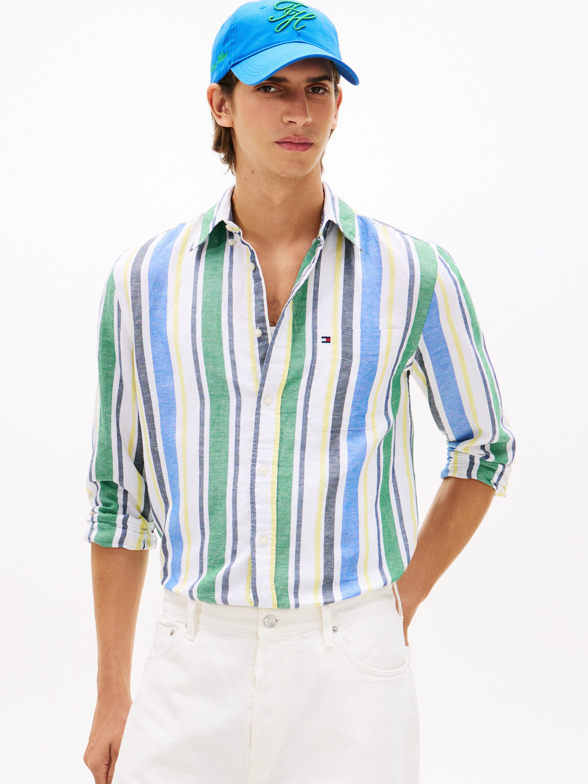 Langarmhemd LINEN BLEND BOLD STRIPE