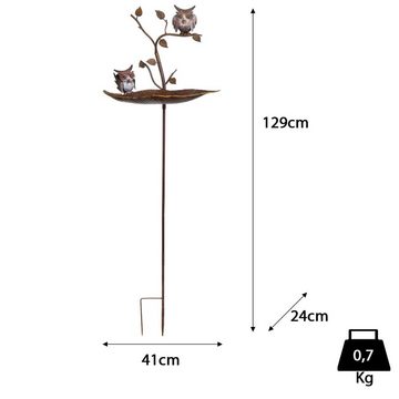 Moritz Gartenstecker Vogeltränke Eulen Gartenfigur Gartedekoration Gartenstab Dekostab Metall Erdspieß