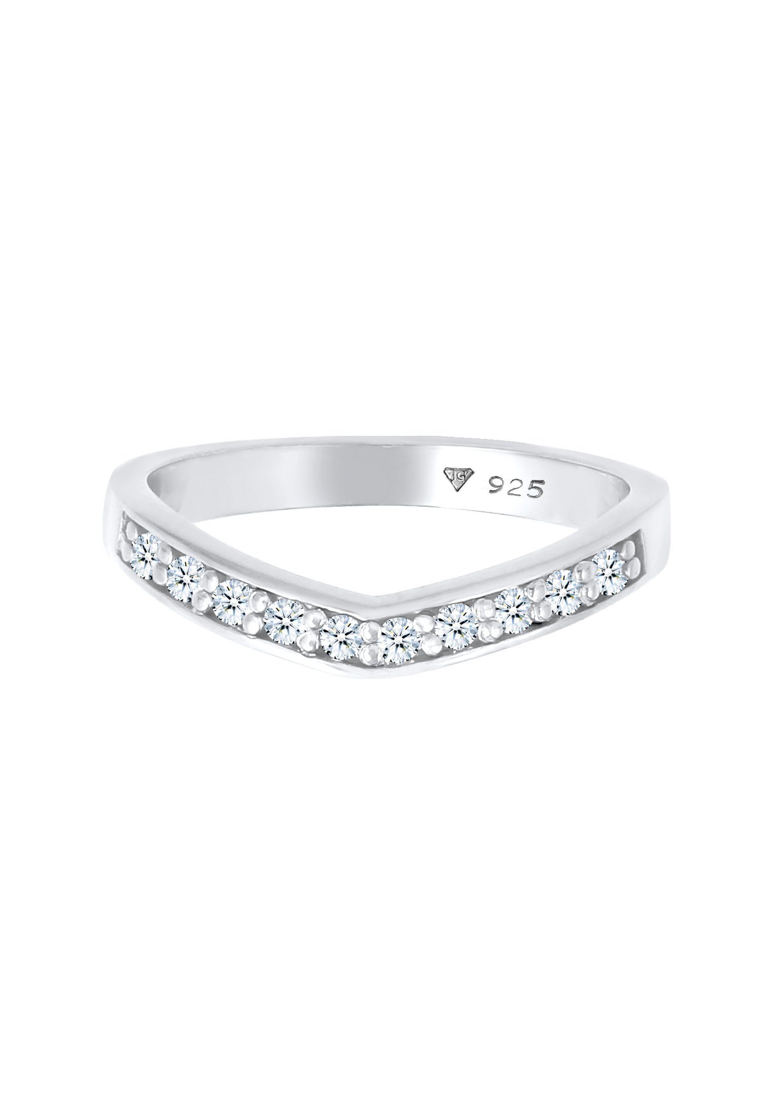 Elli ct) 925 Diamantring (0.15 DIAMONDS Diamanten Verlobung Silber V-Form