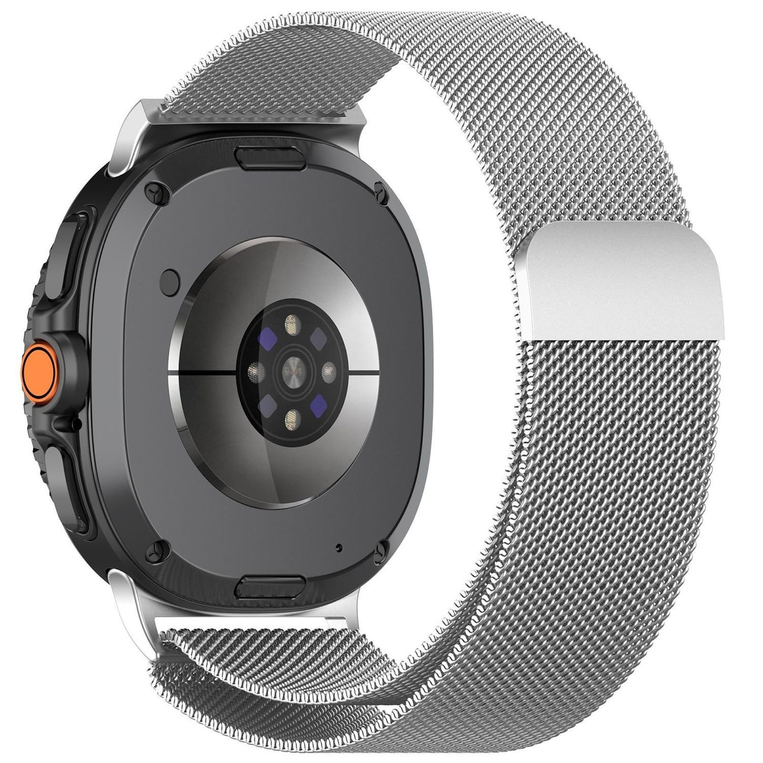 Wigento Smartwatch-Armband Für Samsung Galaxy Watch 8 / 8 Classic Metall Mesh Arm Band Silber, Edelstahl, magnetischer Verschluss, atmungsaktiv