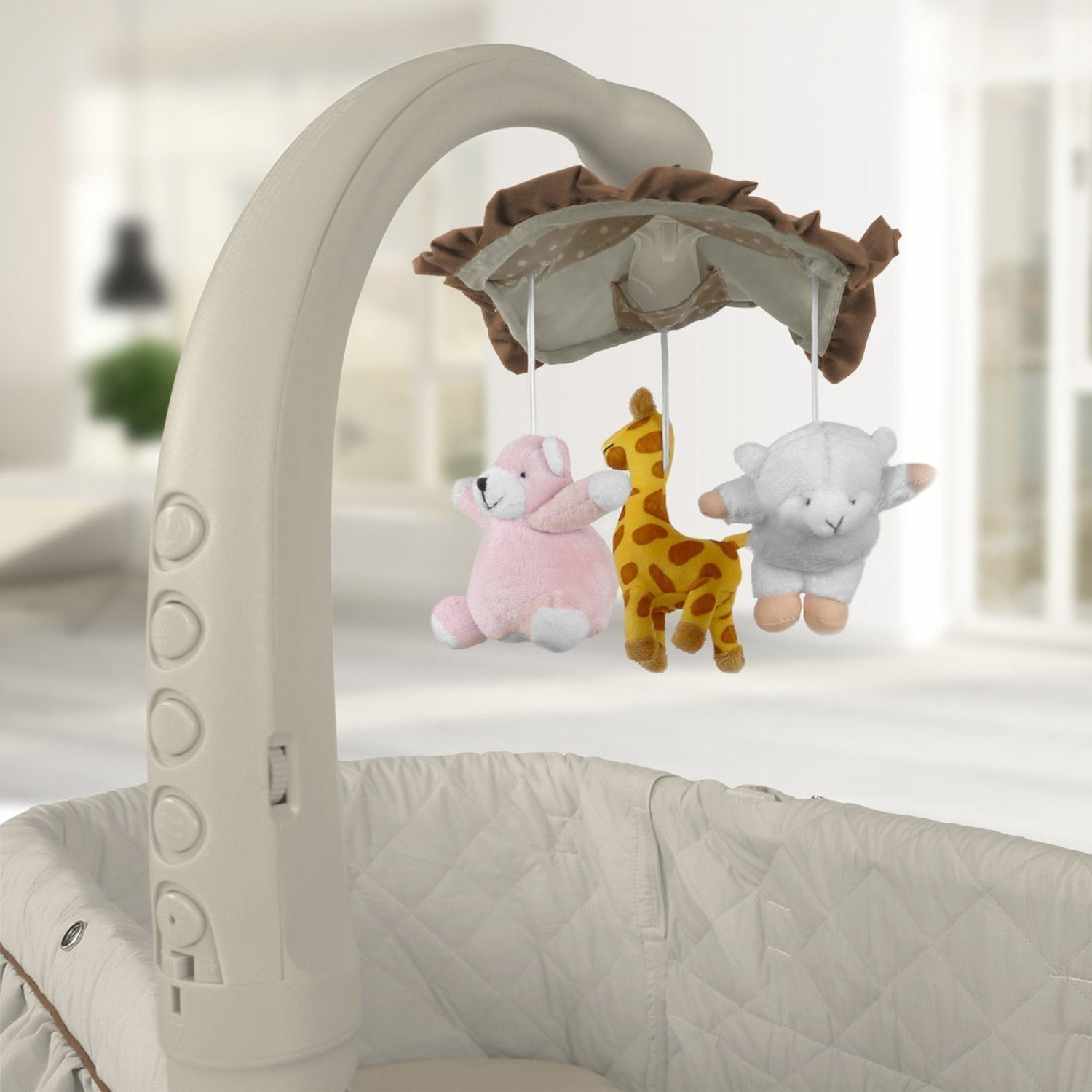 Best for Kids Stubenbett Babybett mit Metallgestell, Matratze & Musik-Mobile – wandelbar