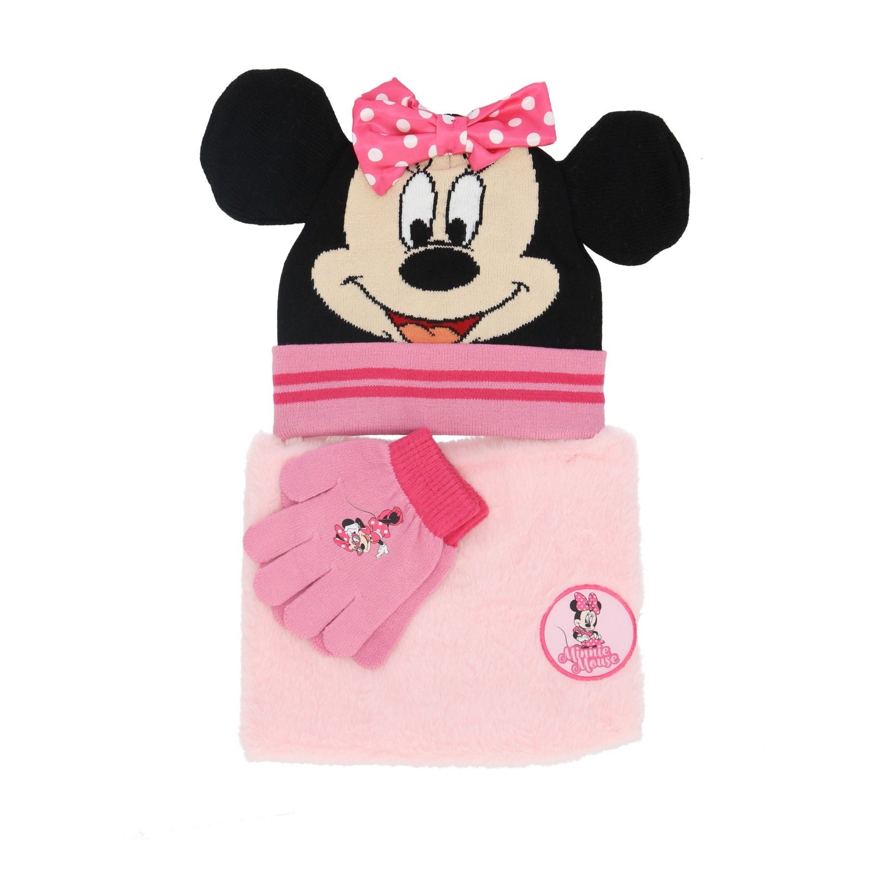Disney Minnie Mouse Mütze & Schal Mütze Schal und Handschuhe Winterspaß mit Disney-Magie