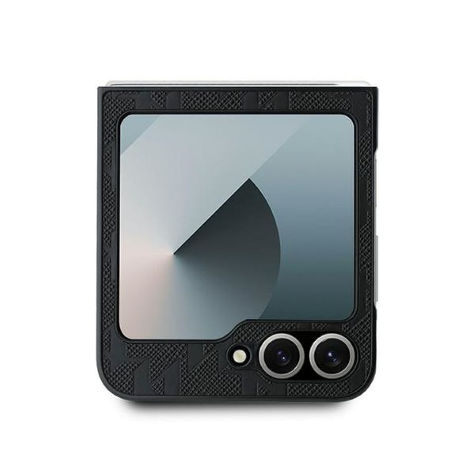 KARL LAGERFELD Handyhülle Case Galaxy Z Flip 6 Kunststoff schwarz Logo Metall. 6,7 Zoll, Kantenschutz