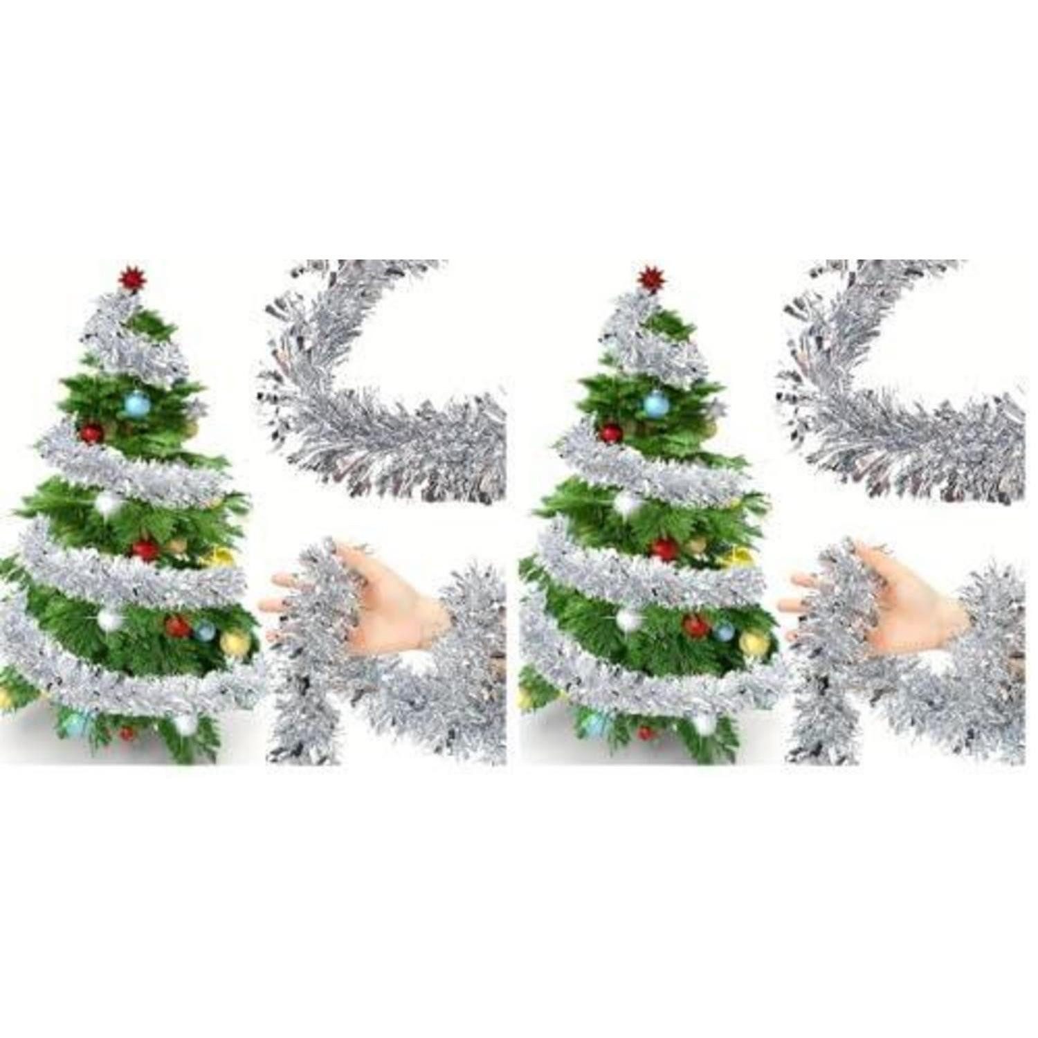 LuxusKollektion Girlanden Weihnachtsgirlande 10m Silber (2er Pack)