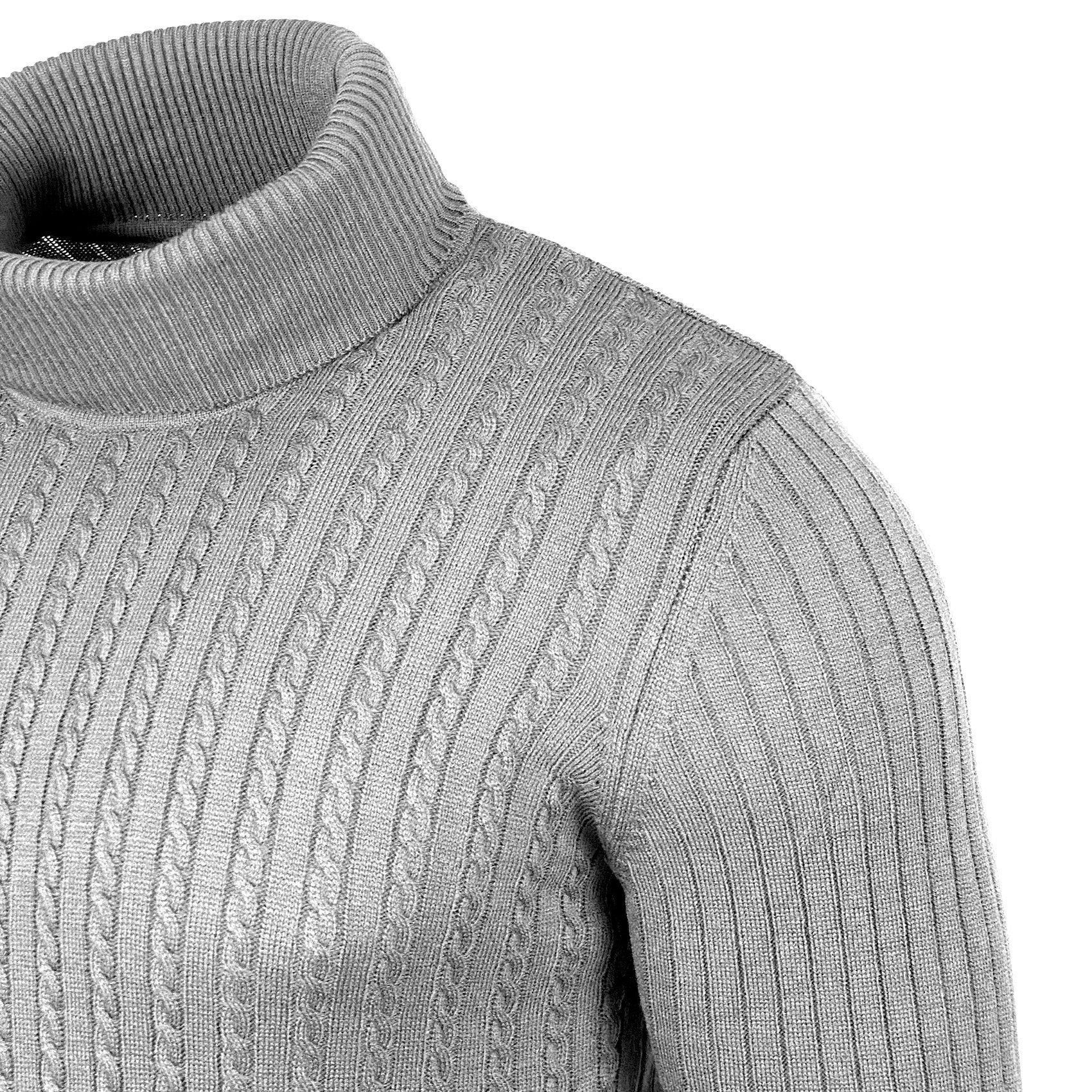 Grau Feinstrick Strickpullover Rollkragen Baxboy Pullover BAXBOY Herren BB-1732