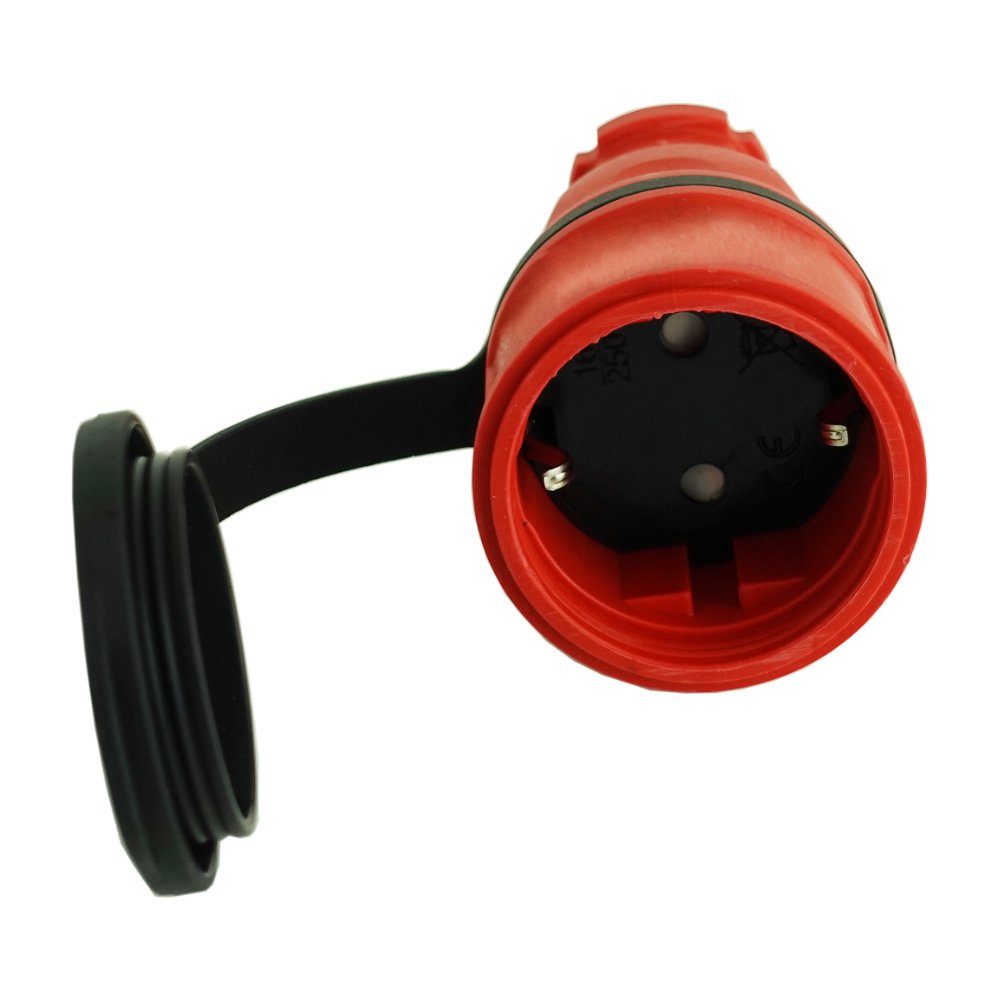 rot Steckdose 16A 2P+E Electric Schutzkontakt-Gummikupplung TP IP54, Kupplung Steckdose spritzwassergeschützt 230V