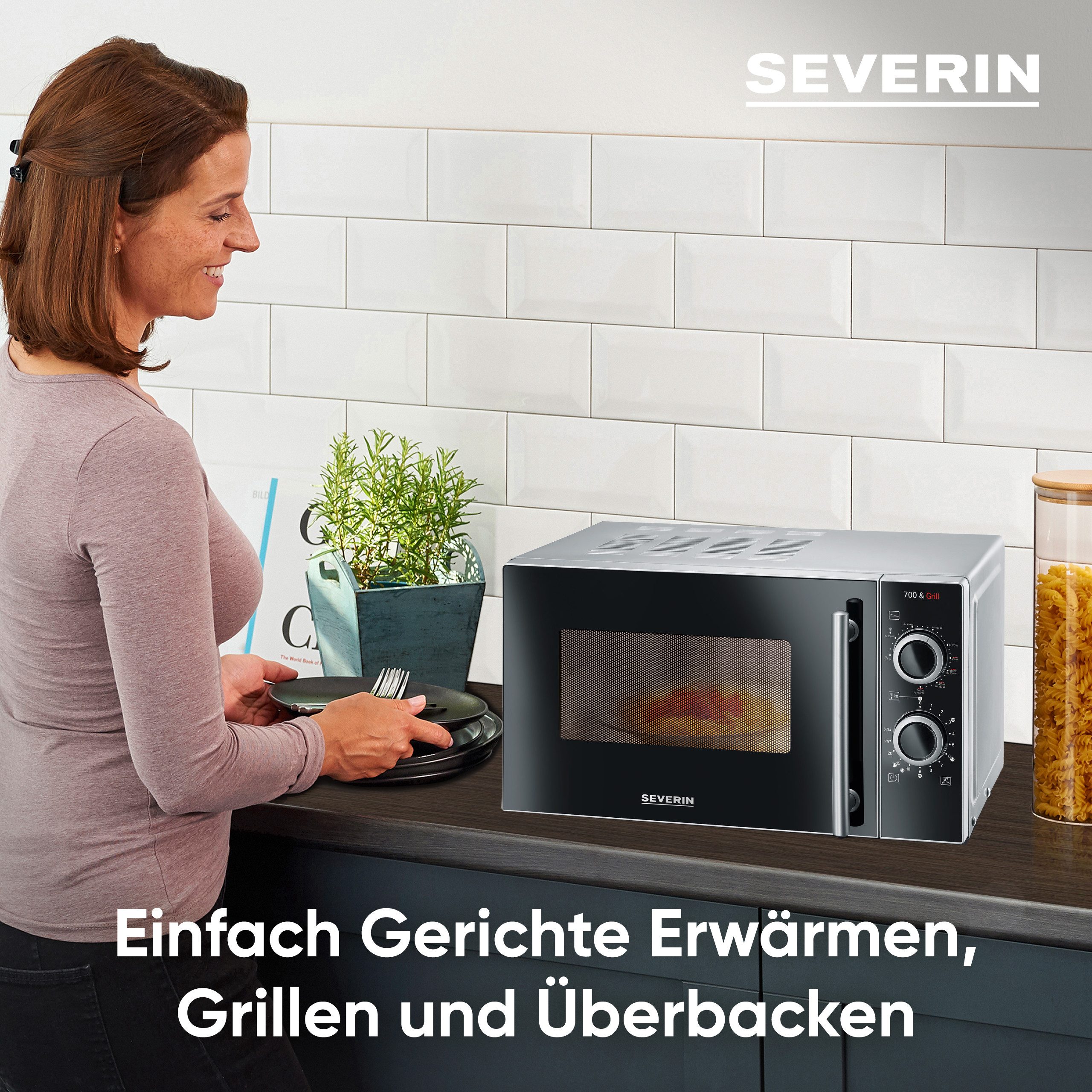 Severin Mikrowelle MW 7771 mit Grillfunktion 2-in-1, Grill, Mikrowelle, 20 l, Mikrowelle und Grill getrennt und kombiniert schaltbar