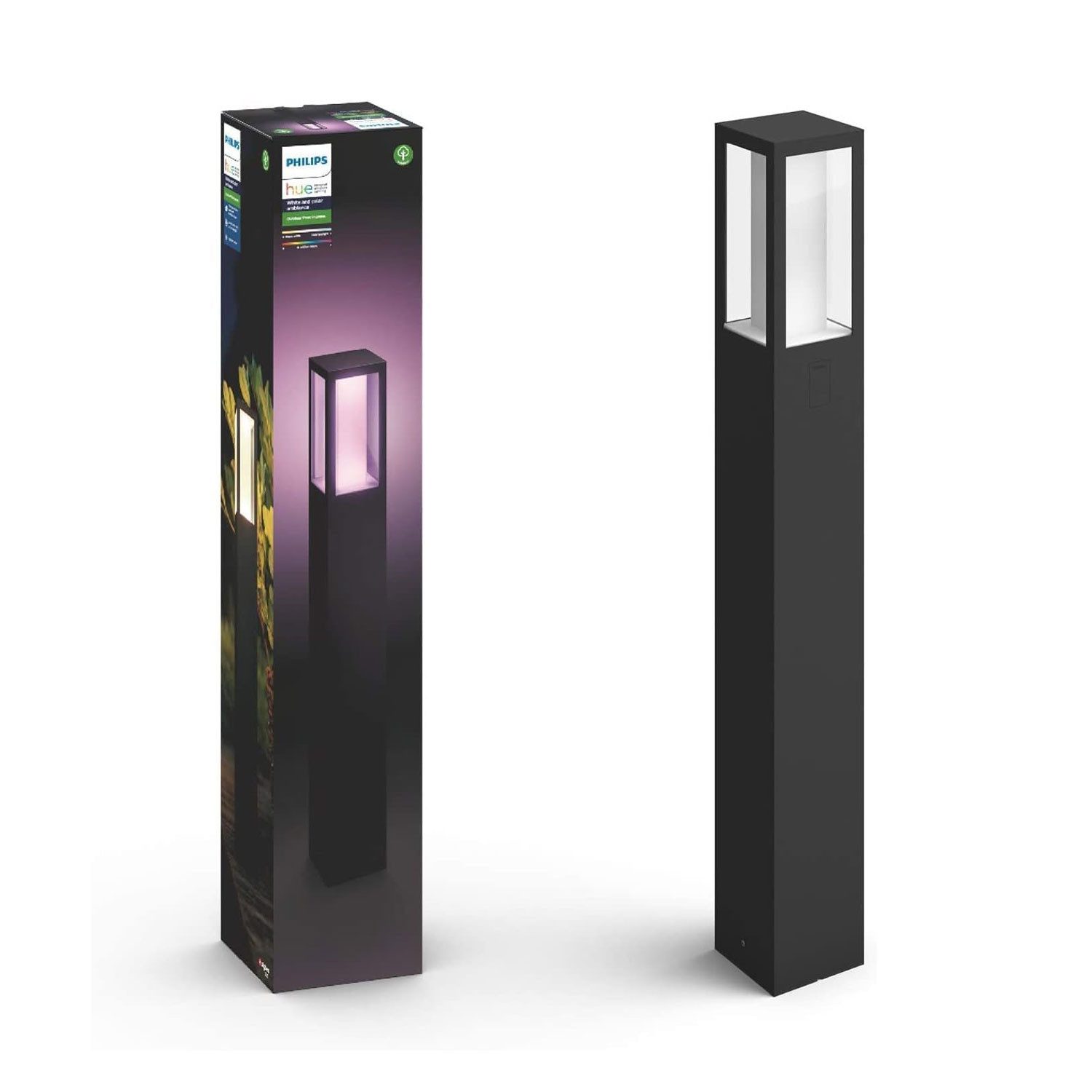 Philips Hue LED Außen-Stehlampe Philips Hue White and color ambiance Outdoor impress Post Black Neu, Dimmfunktion Leuchtdauer einstellbar Smart Home mehrere Helligkeitsstufen, LED fest integriert, Extra-Warmweiß Kaltweiß Neutralweiß Tageslichtweiß Warmweiß