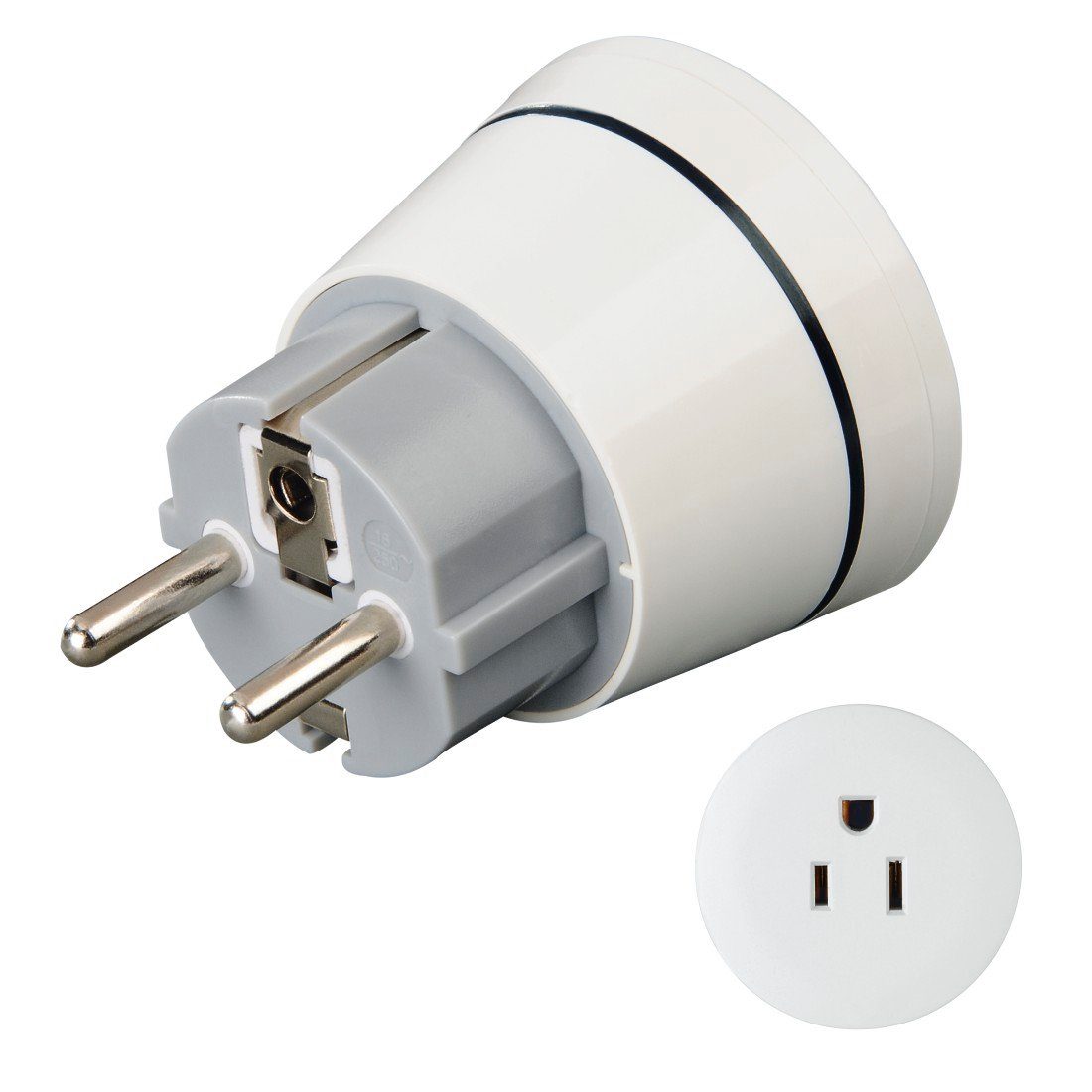 Hama Reiseadapter Typ A und Typ B, 3 polig, Geräte aus Amerika und Kanada Reiseadapter Typ EF (Konturenstecker)