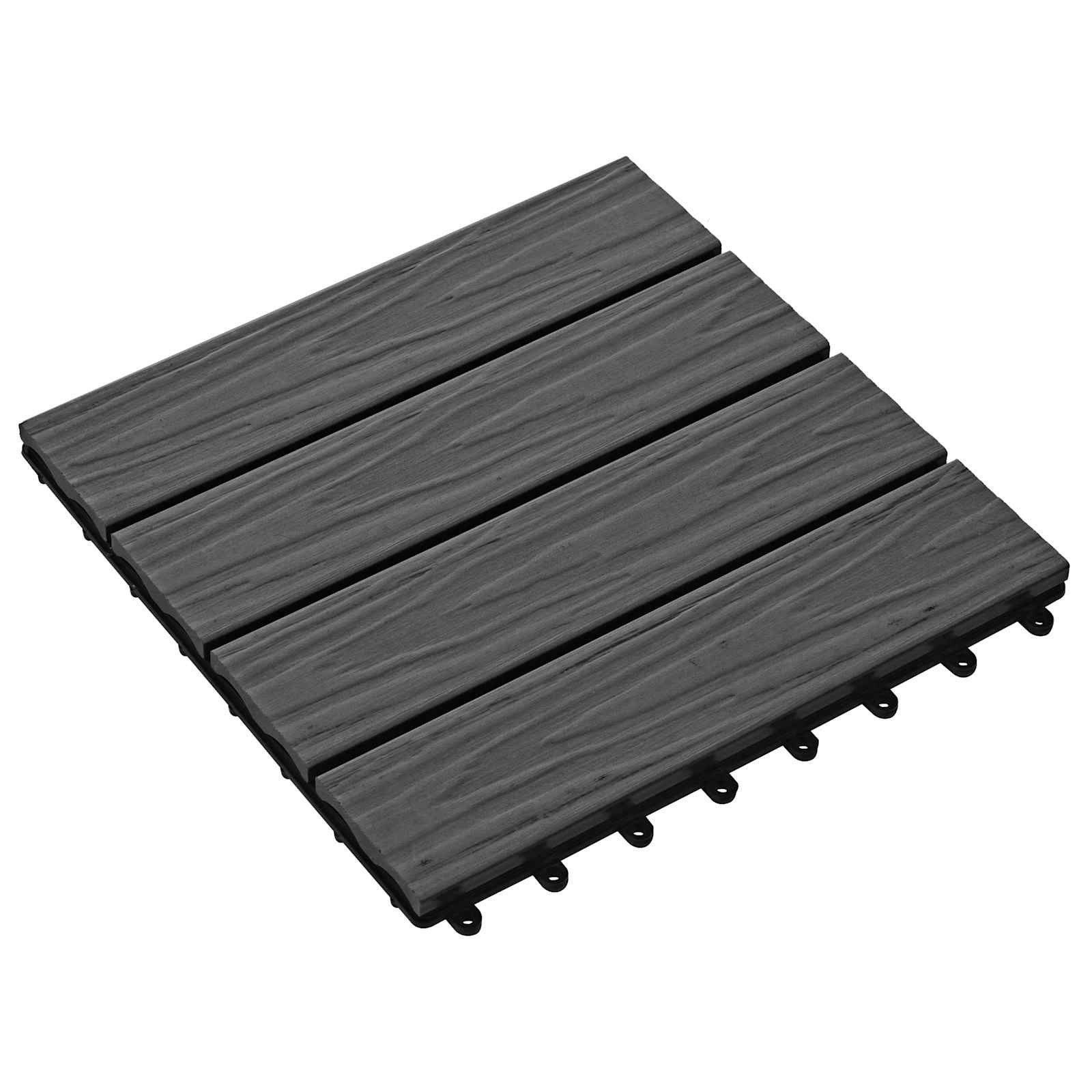 vidaXL Terrassendielen Terrassenfliese 3D-Design 11 stk. Schwarz 30 x 30 cm WPC, BxL: je 30x30 cm, (11-St)