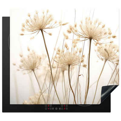 MuchoWow Herdblende-/Abdeckplatte Blumen - Weiß - Sonnenlicht, Vinyl, (1 tlg), 60x52 cm, Mobile Arbeitsfläche nutzbar, Ceranfeldabdeckung