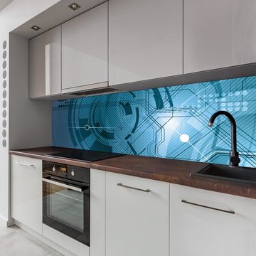 wandmotiv24 Küchenrückwand Abstrakt Technik 1, (1-tlg), Premium Hartschaum Nischenrückwand in versch. Größen