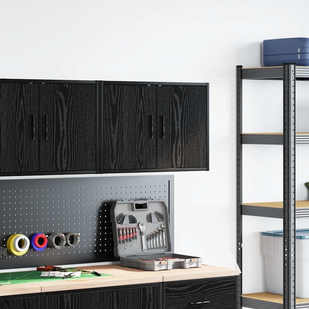 vidaXL Werkzeugschrank Garagen-Wandschrank Schwarz Holzwerkstoff (1-St)