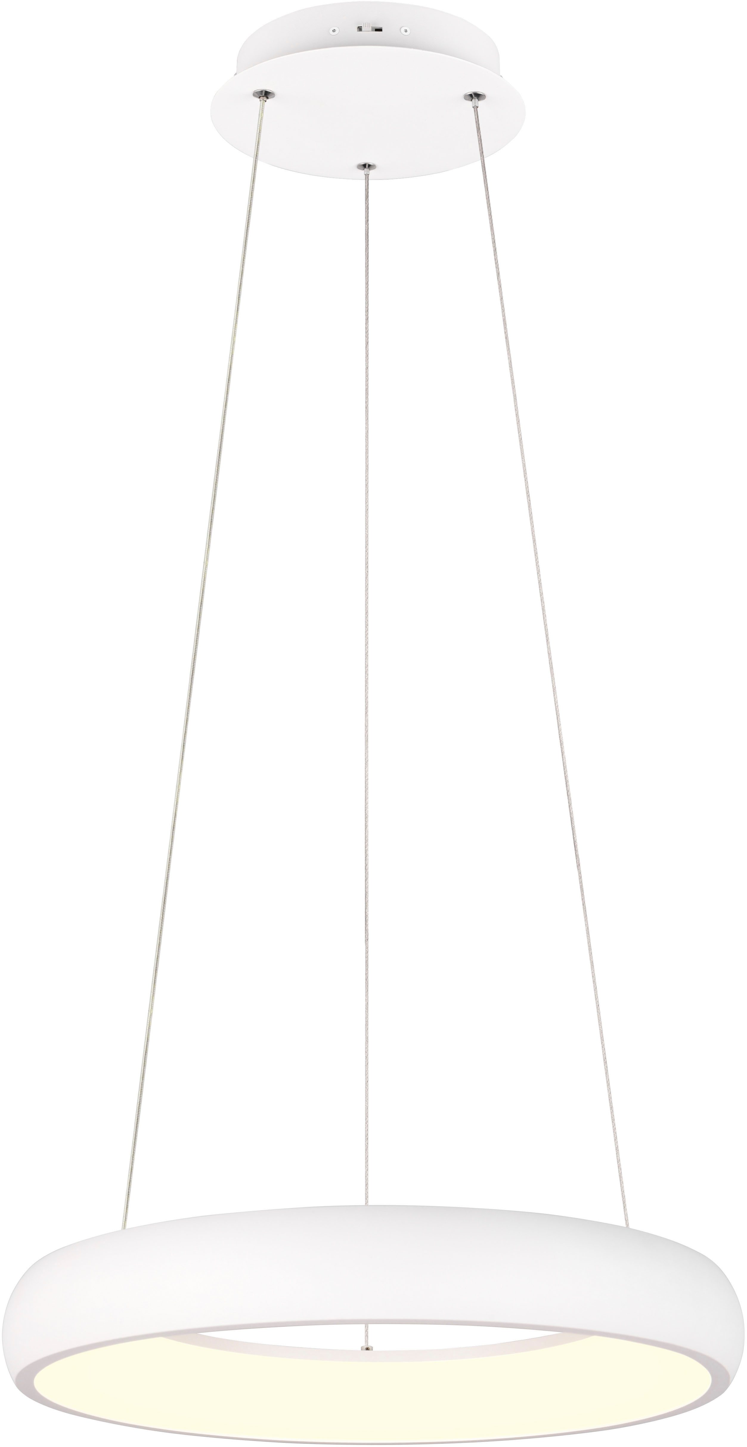 TRIO Leuchten LED Pendelleuchte CARDONA, LED Ring Hängeleuchte, 3300 Lumen 29W, Lichtfarbe einstellbar, Dimmfunktion, LED fest integriert, warmweiß - kaltweiß, 2300/3000/4000K warmweiß bis kaltweiß, 3 Stufen dimmbar Höhe 150cm Ø46