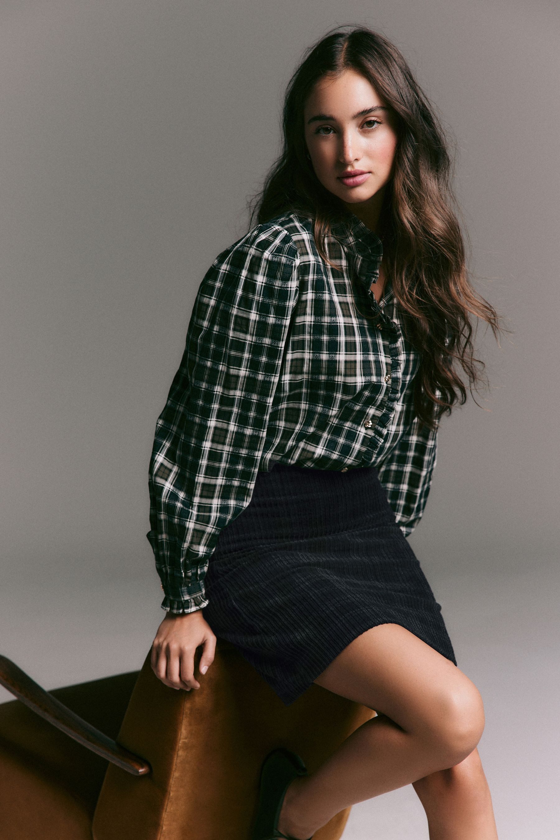 Next Minirock Minirock aus Cord mit Karomuster, Kurzgröße (1-tlg)