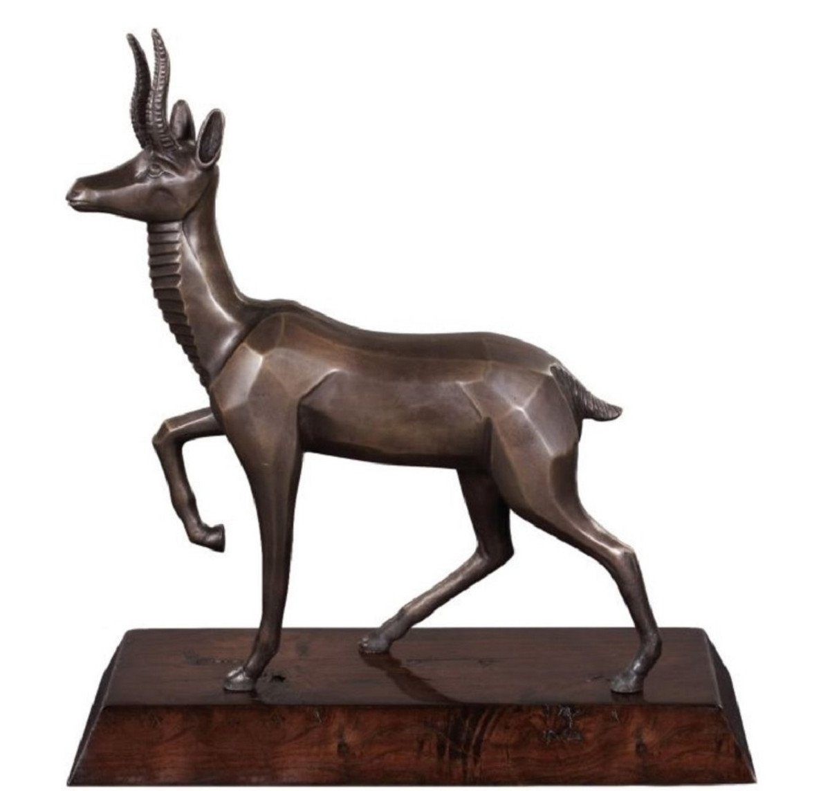 - 35 cm Antilope Bronze Bronzefigur Dekofigur Padrino Holzsockel H. Dunkelbraun x x / Casa 17 37 Luxus Dekofigur mit