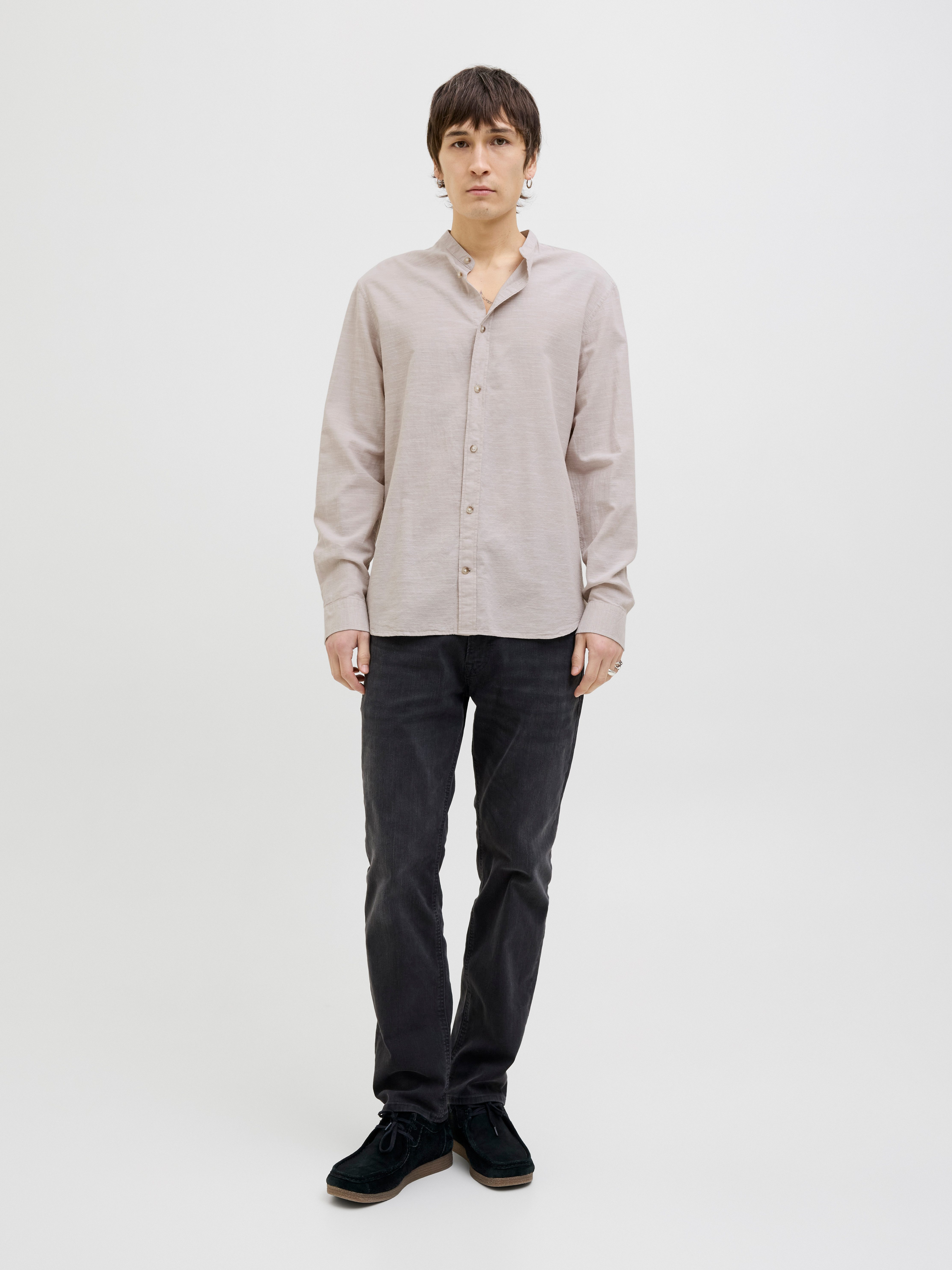Jack & Jones Langarmhemd JJESUMMER BAND SHIRT LS SN mit Bandkragen