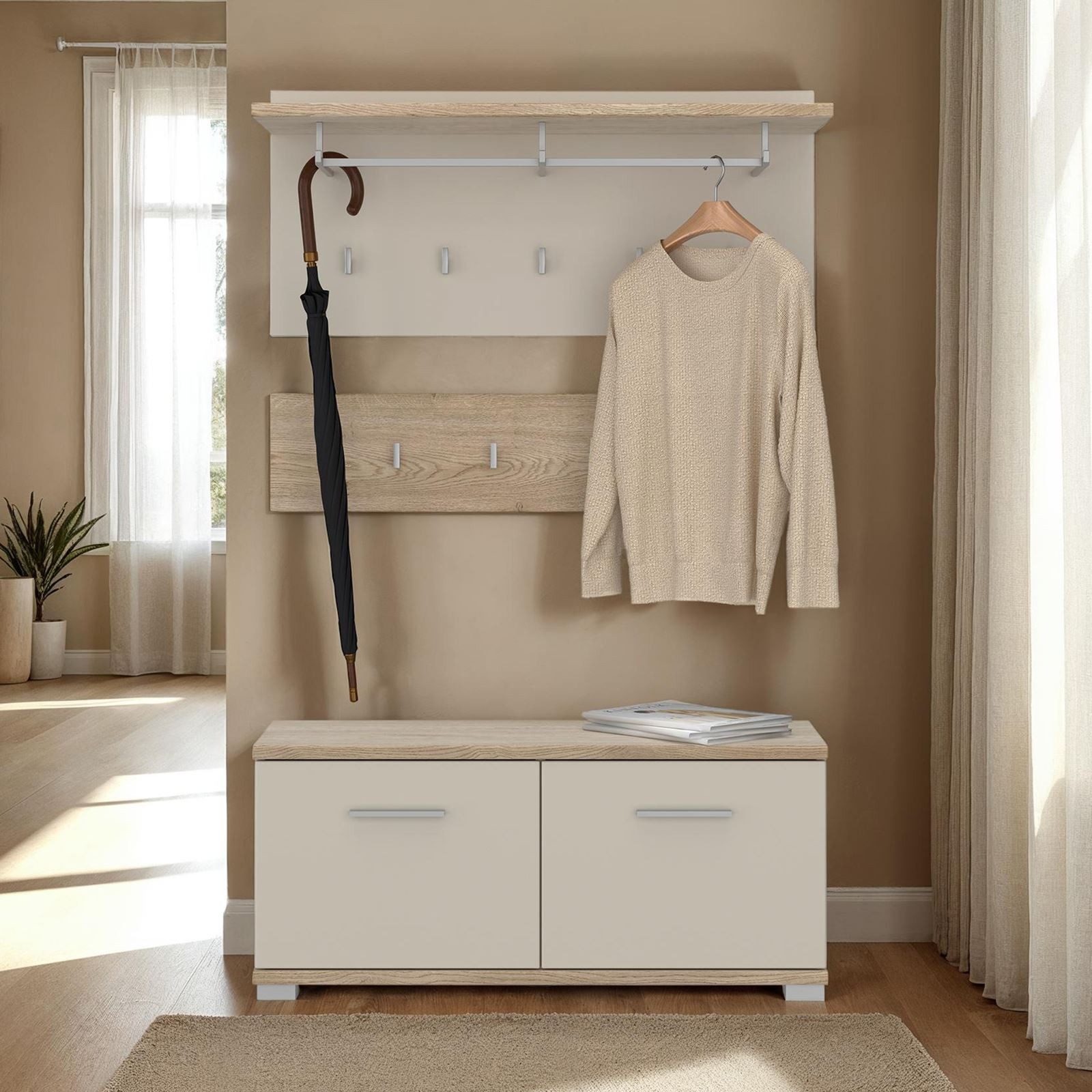 IDIMEX Wandgarderobe BILBAO, Garderobenset Flurgarderobe Sitzbank günstig online kaufen
