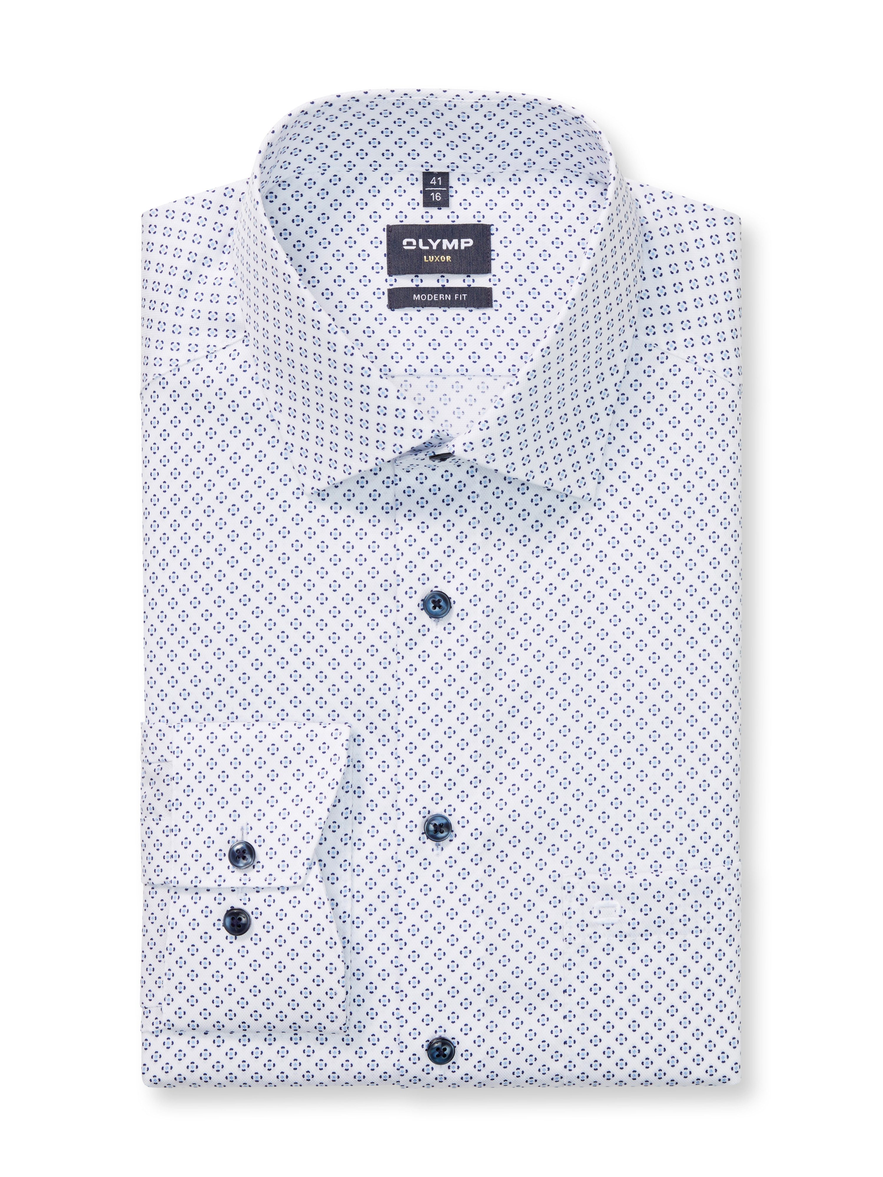 OLYMP Langarmhemd Luxor modern fit modern fit, Businesshemd, gemustert, New-Kentkragen