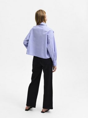 SELECTED FEMME Blusenshirt Cropped Basic Bluse Langarm Hemd aus Baumwolle SLFREKA (1-tlg) 4186 in Blau