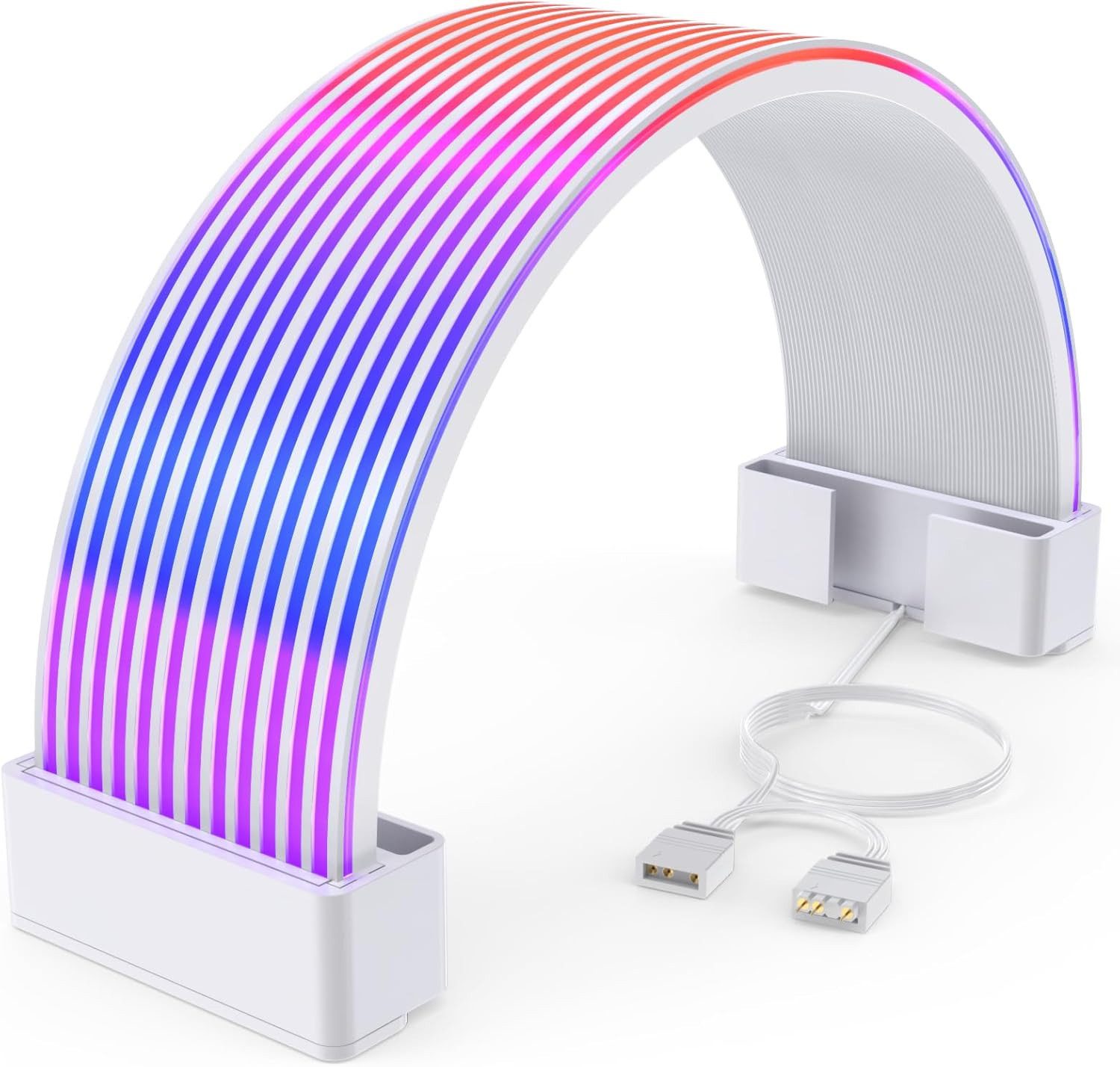 Athlix LED Lichtleiste RGB PSU Kabel für Gaming PC, LED Streifen ARGB PC Kabel Abdeckung, LED fest integriert, 24-polige ATX-Netzteilkabel, 80 LEDs