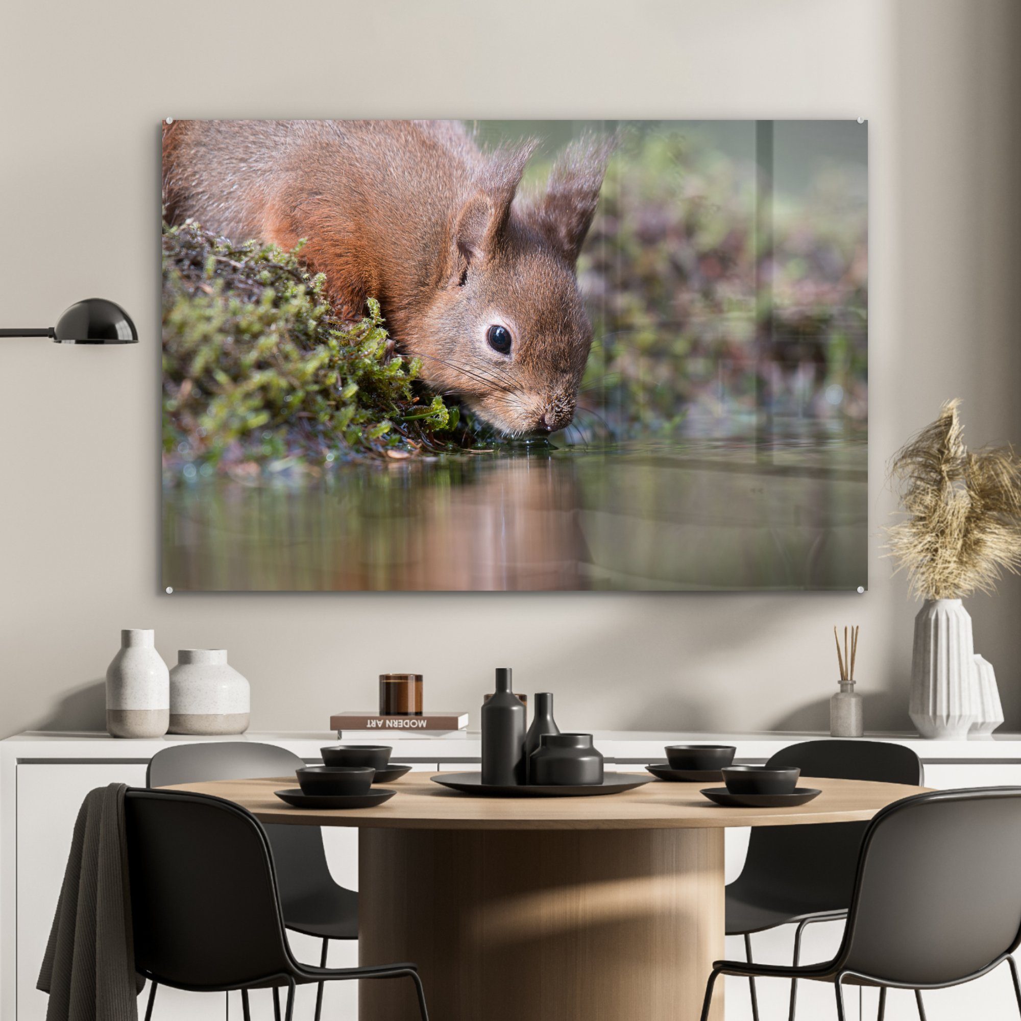 MuchoWow Acrylglasbild Eichhörnchen - (1 Wasser, & Acrylglasbilder St), Wohnzimmer Schlafzimmer Tier 