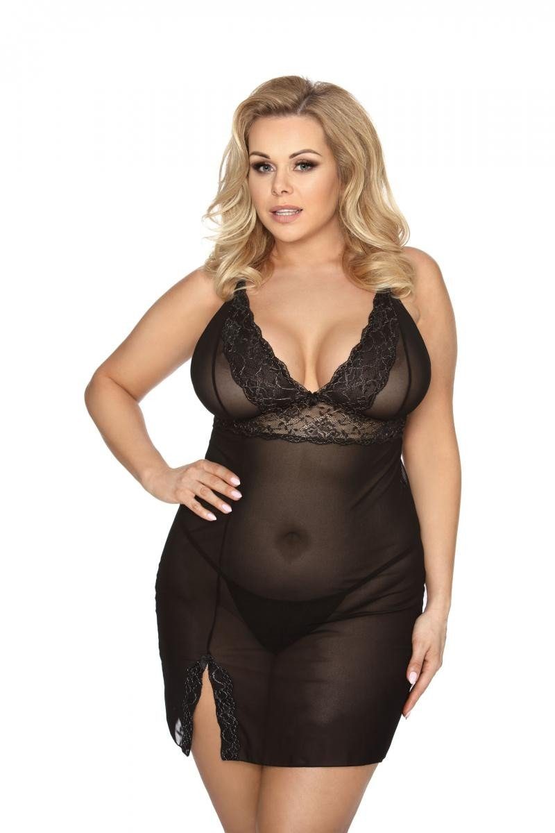 Anais Apparel Size Plus Negligé in schwarz - 3XL/4XL