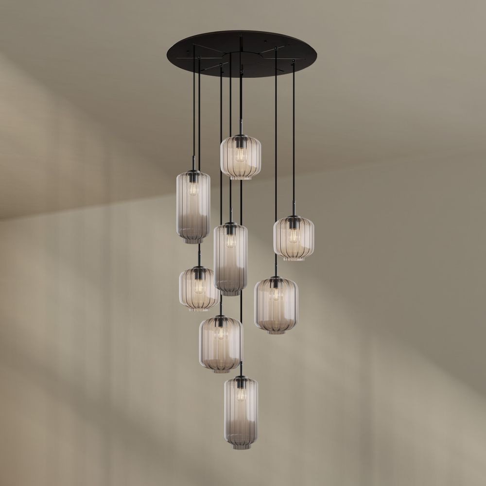 s.luce Pendelleuchte Velo Galerieleuchte 8-flg Ø80cm Baldachin Ø18/20/25cm Klar