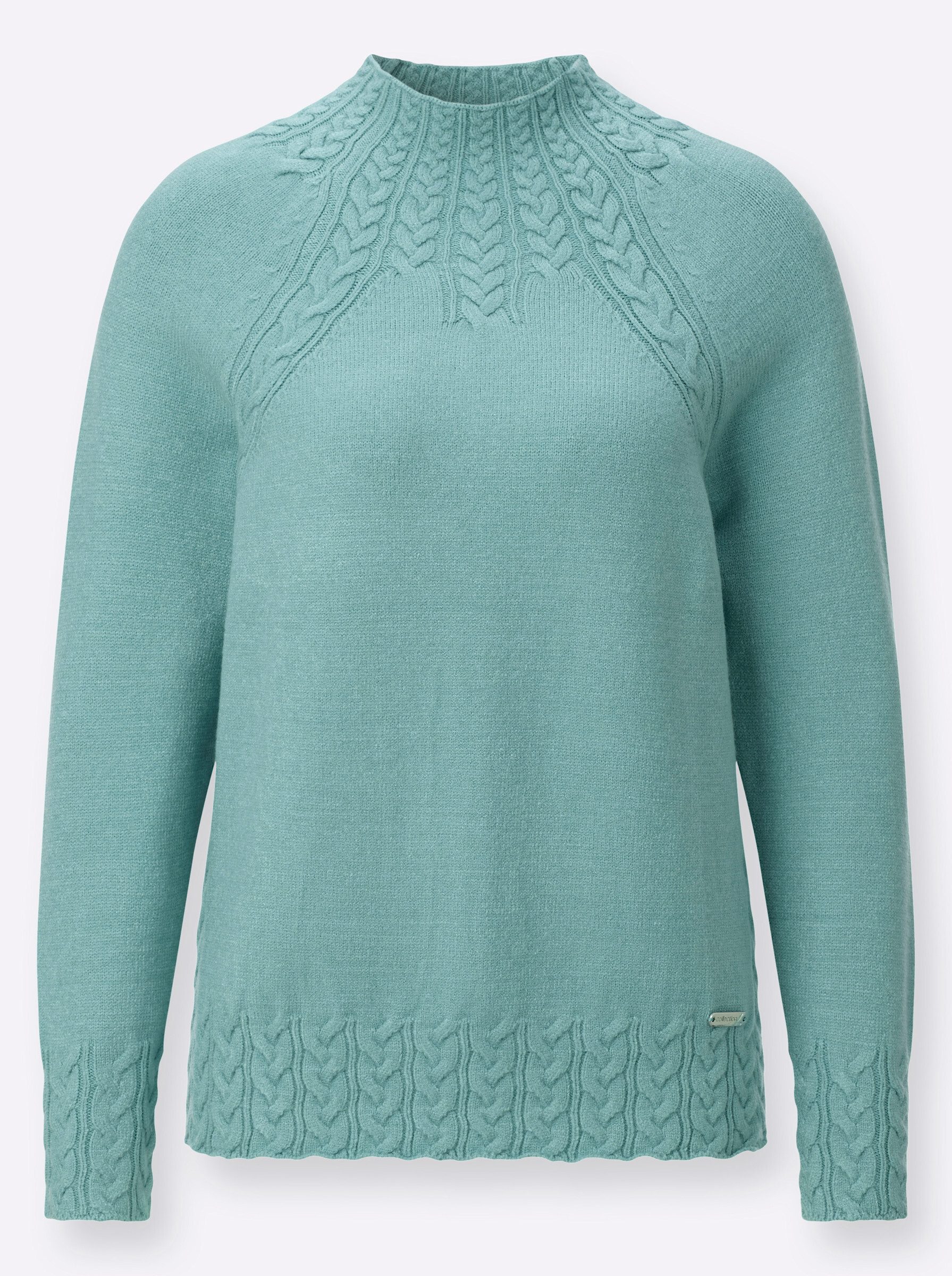 Witt Strickpullover Stehkragen-Pullover Langarm Zopfmuster, Jersey