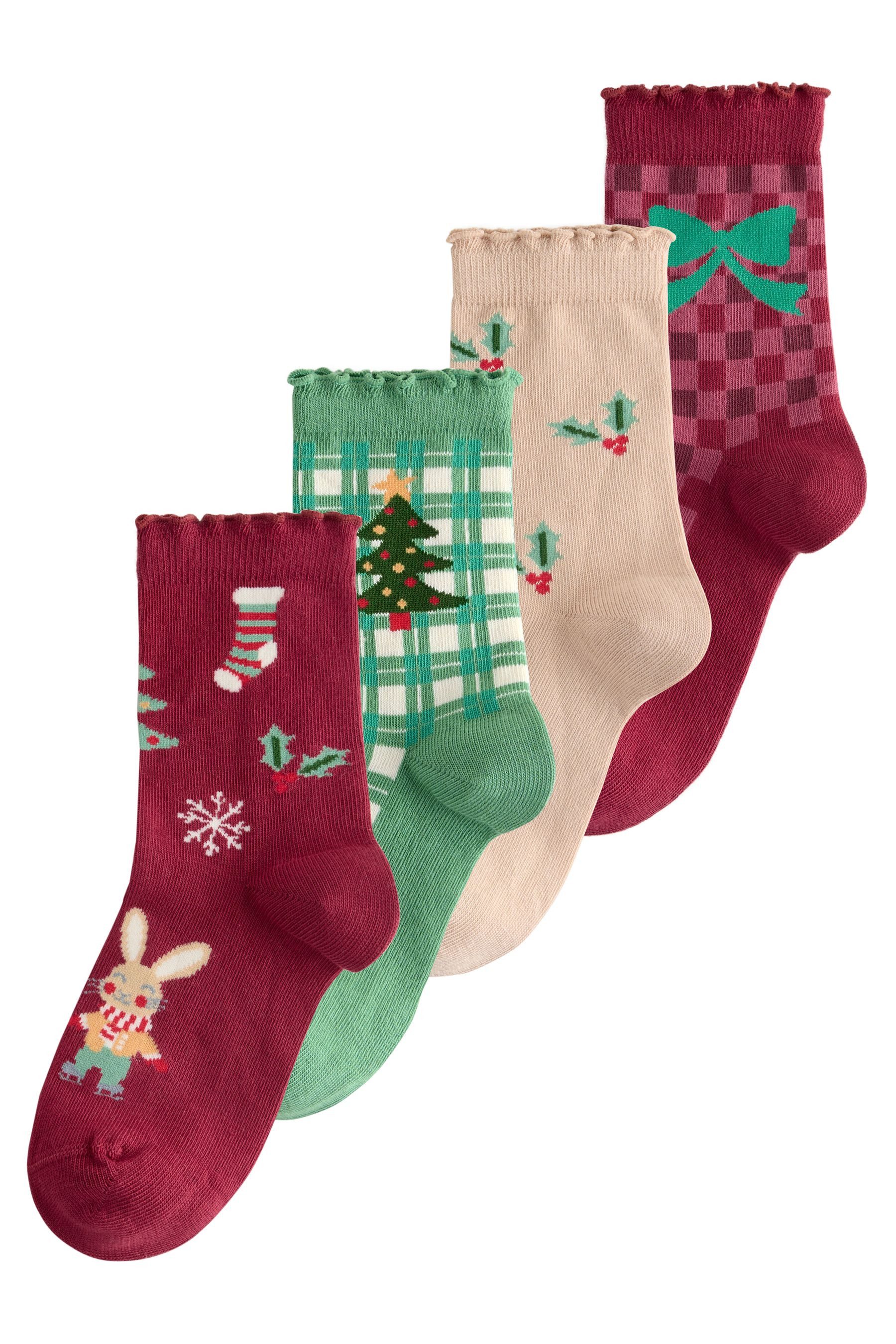 Next Kurzsocken 4er-Pack Söckchen, Weihnachtsmotiv (4-Paar)