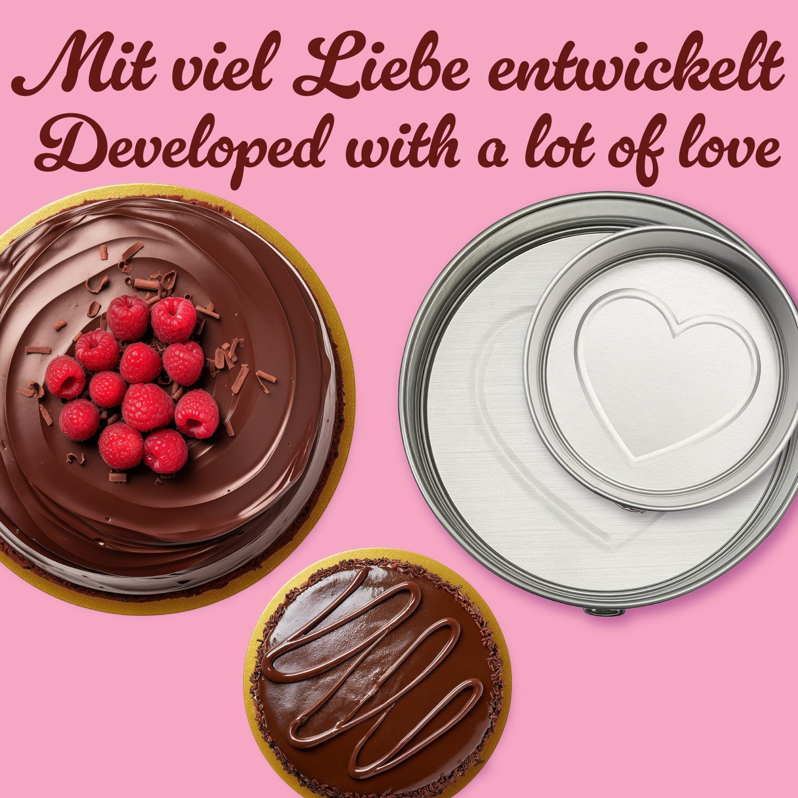 immer Springform Kuchenform Edelstahl Backform unbeschichtet PFAS-frei 2er Set 18/25 cm, (Springform-Set 4-tlg)