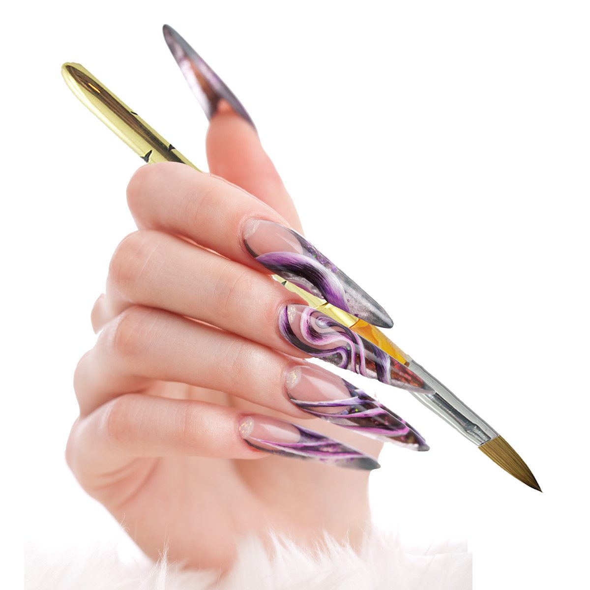 Sun Garden Nails Nailart-Pinsel Acryl Steckpinsel Gr. 8 Gold AGB-89