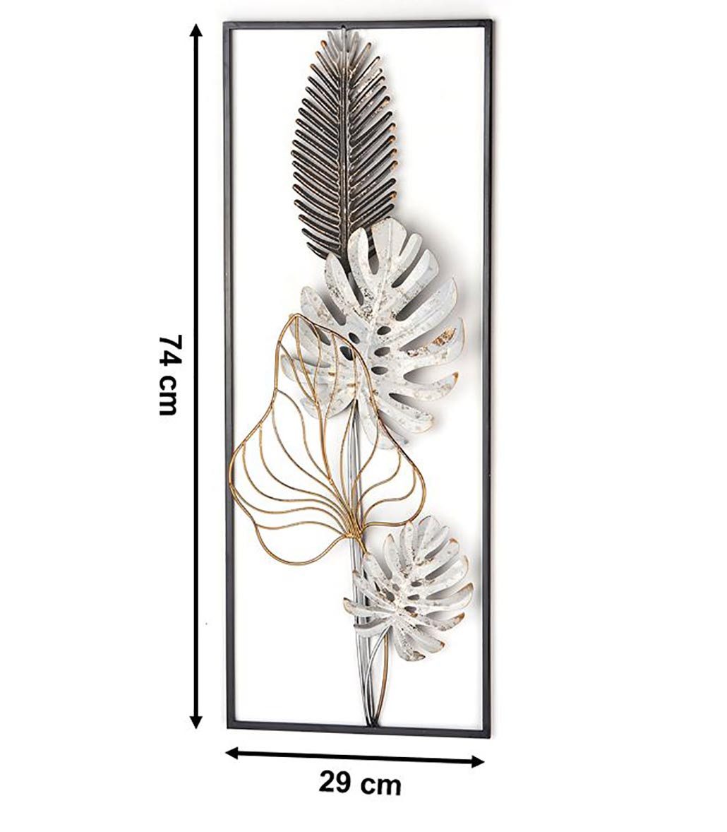 Kobolo Wandbild Metallbild Wanddekoration MONSTERA - schwarz gold Wanddekos Wohnzimmer, Pflanzen, im Used Look