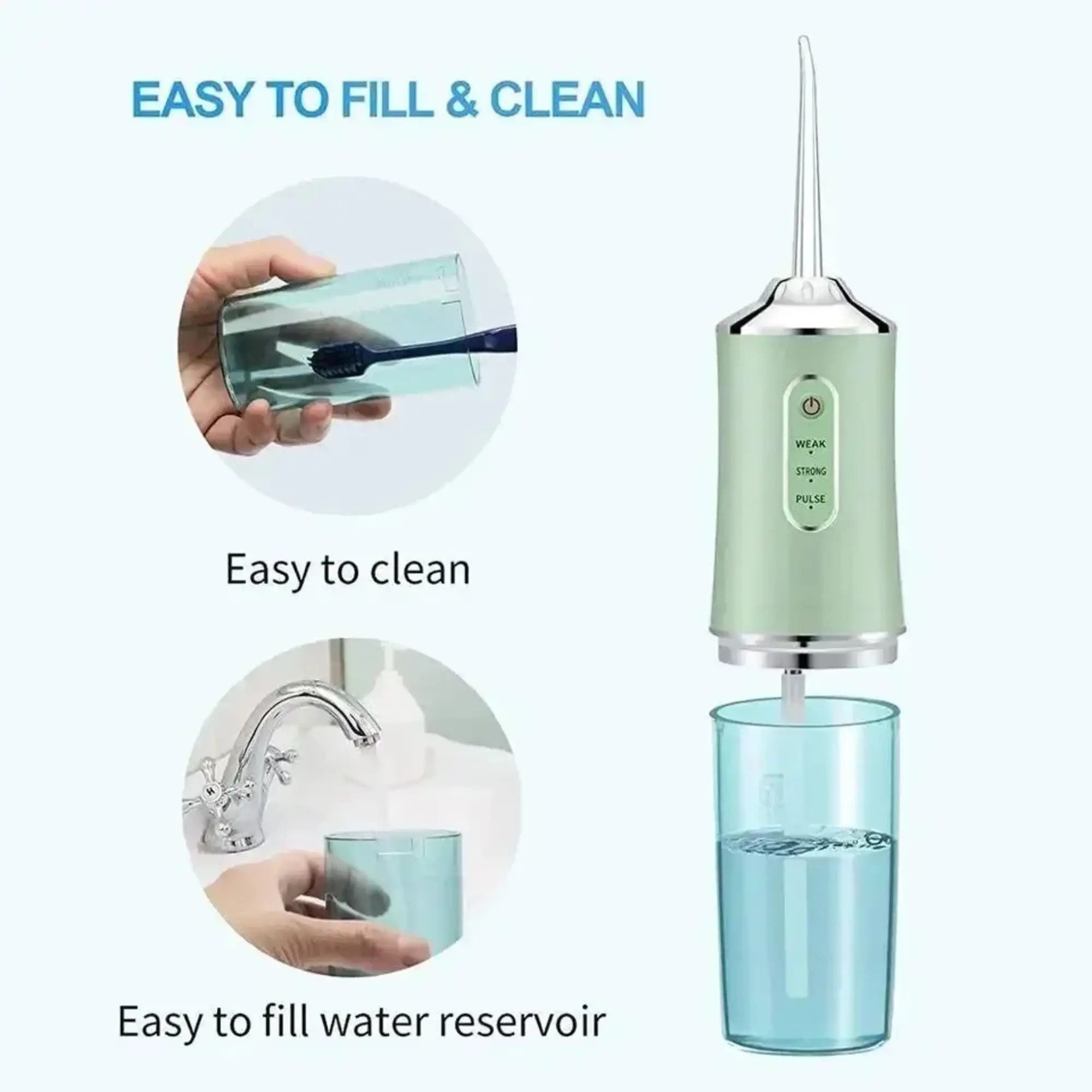 Montegoni Munddusche Elektrische Zahnreiniger mit 220ML Wassertank, Tragbar, Wasserdicht Munddusche,4 Düsenspitzen, 220 ml, 3 Modi – Bild 2 von 5