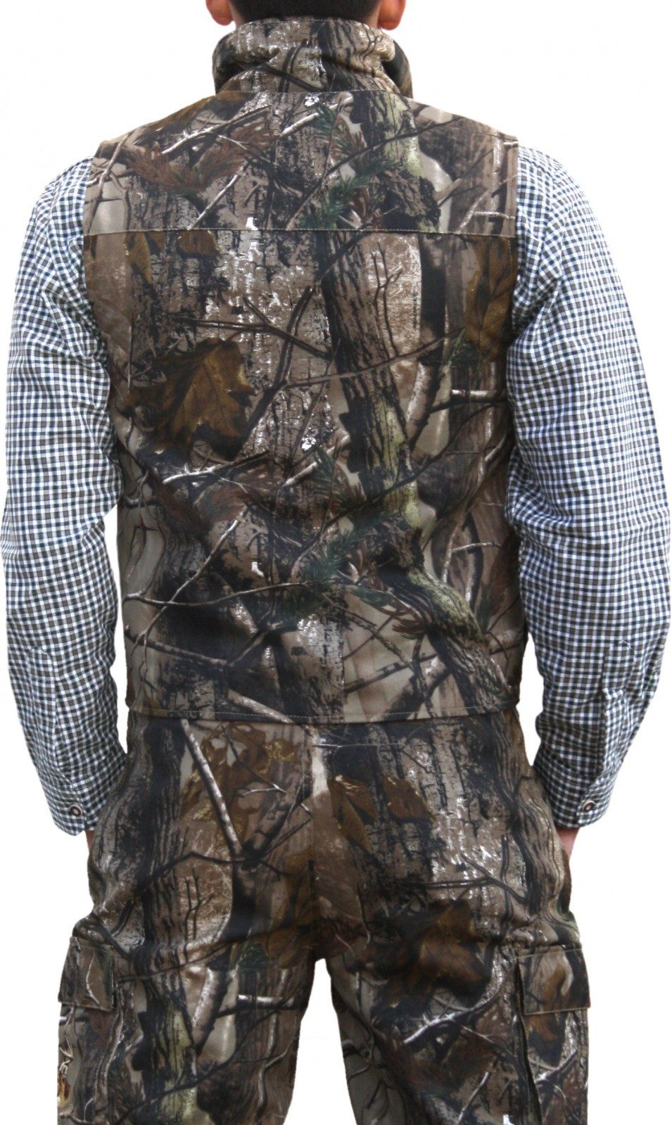 German Wear Jagdweste GW613W Jagdweste in der Farbe Sand-Wald mit einer Hirschstickerei